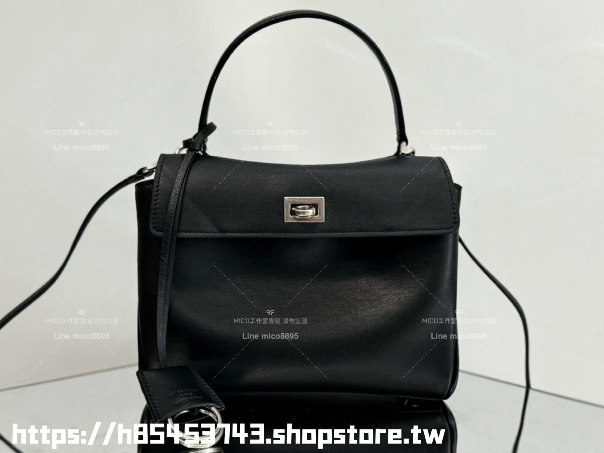 Balenciaga 巴黎世家 黑色牛皮/銀釦 RODEO mini款 手提斜跨包 22cm