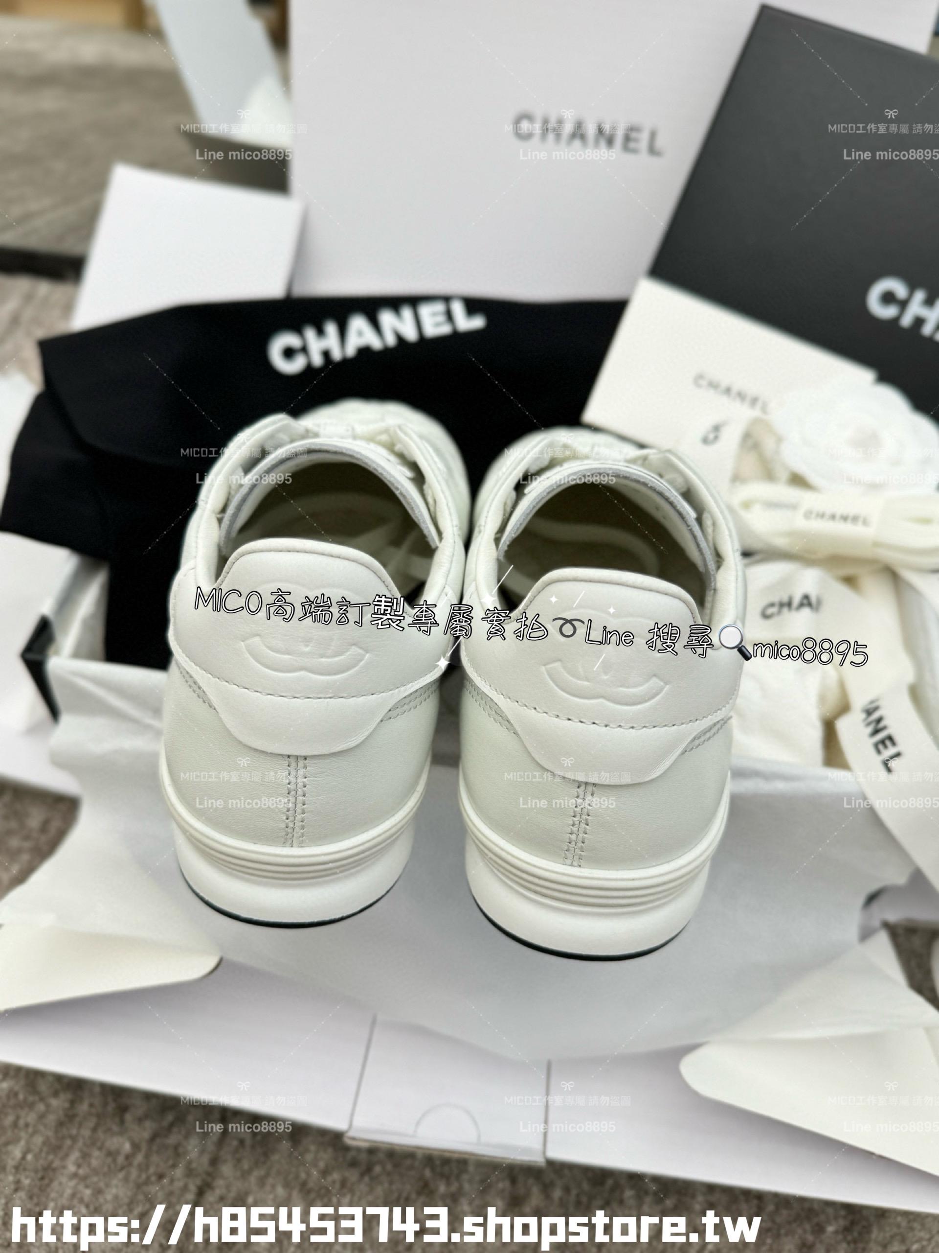 Chanel 24s 白色菱格鞋面網球鞋/得訓鞋/休閒鞋 棒球運動鞋 35-39