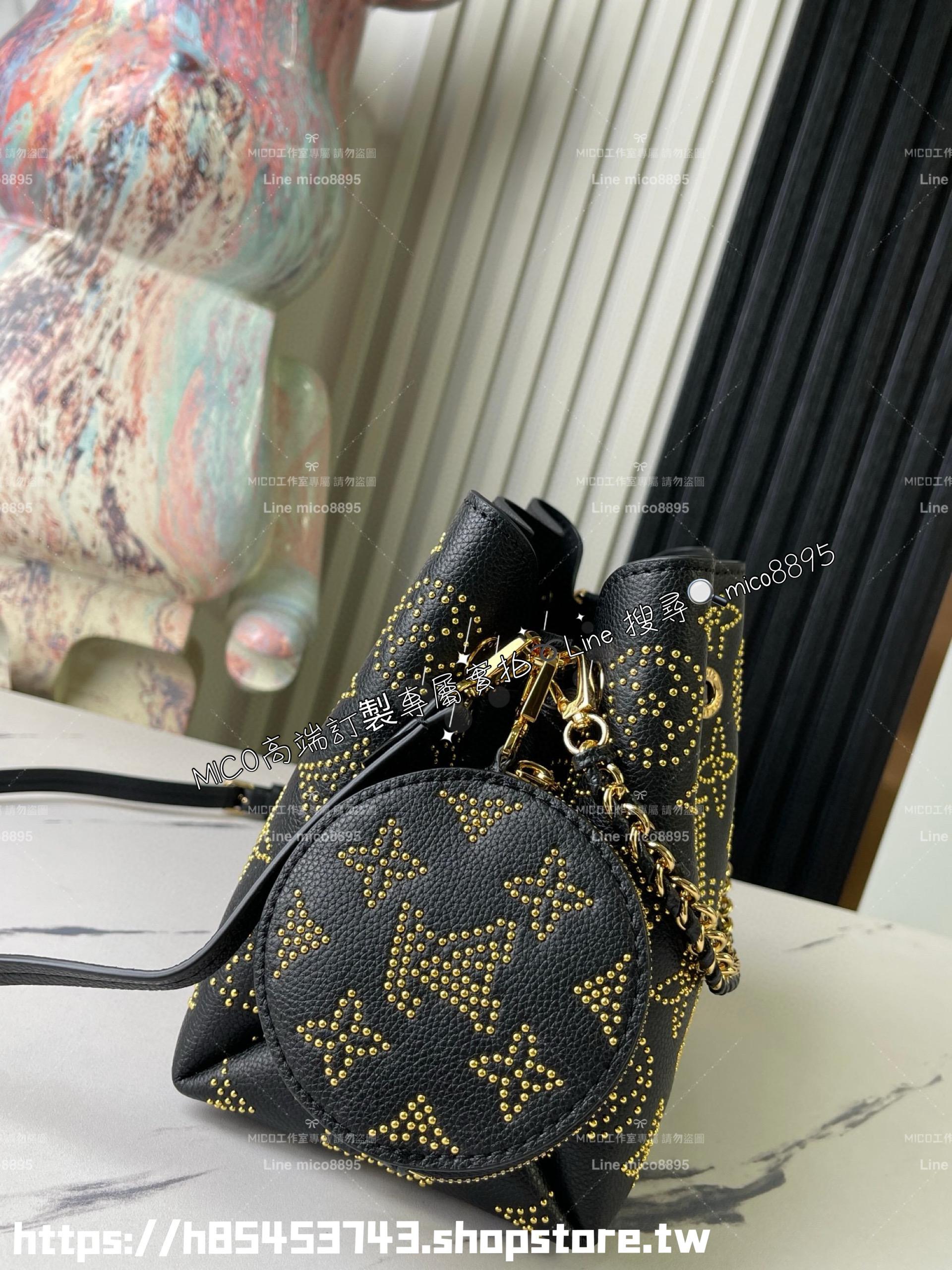 LV 路易威登｜M23392 壓孔 黑金 Bella水桶包/抽繩包 22cm