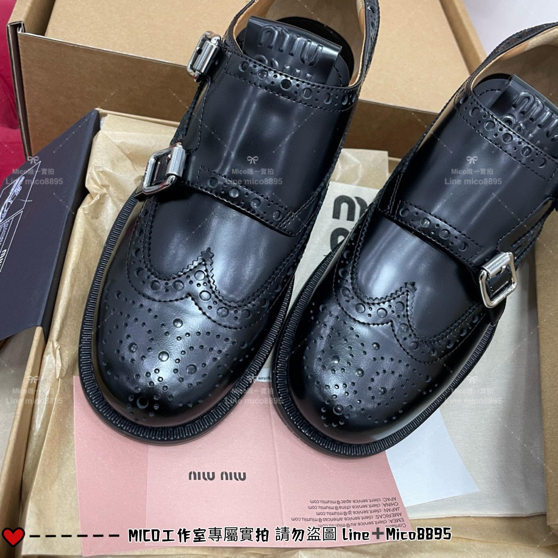 MIUMIU Church＇sxMiu Miu聯名款 黑色巴洛克 洛克鞋 牛津鞋 紳士鞋 35-39