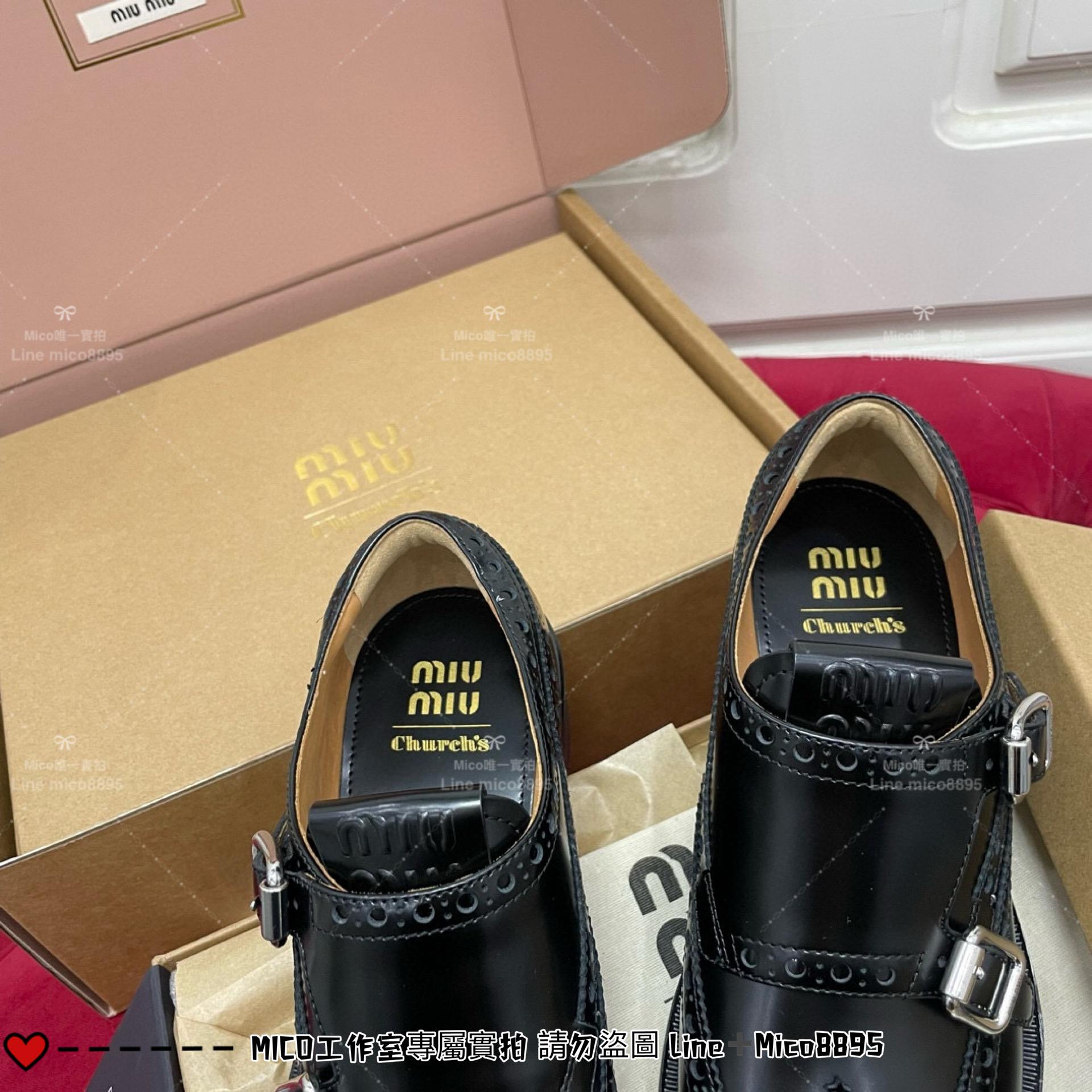 MIUMIU Church＇sxMiu Miu聯名款 黑色巴洛克 洛克鞋 牛津鞋 紳士鞋 35-39