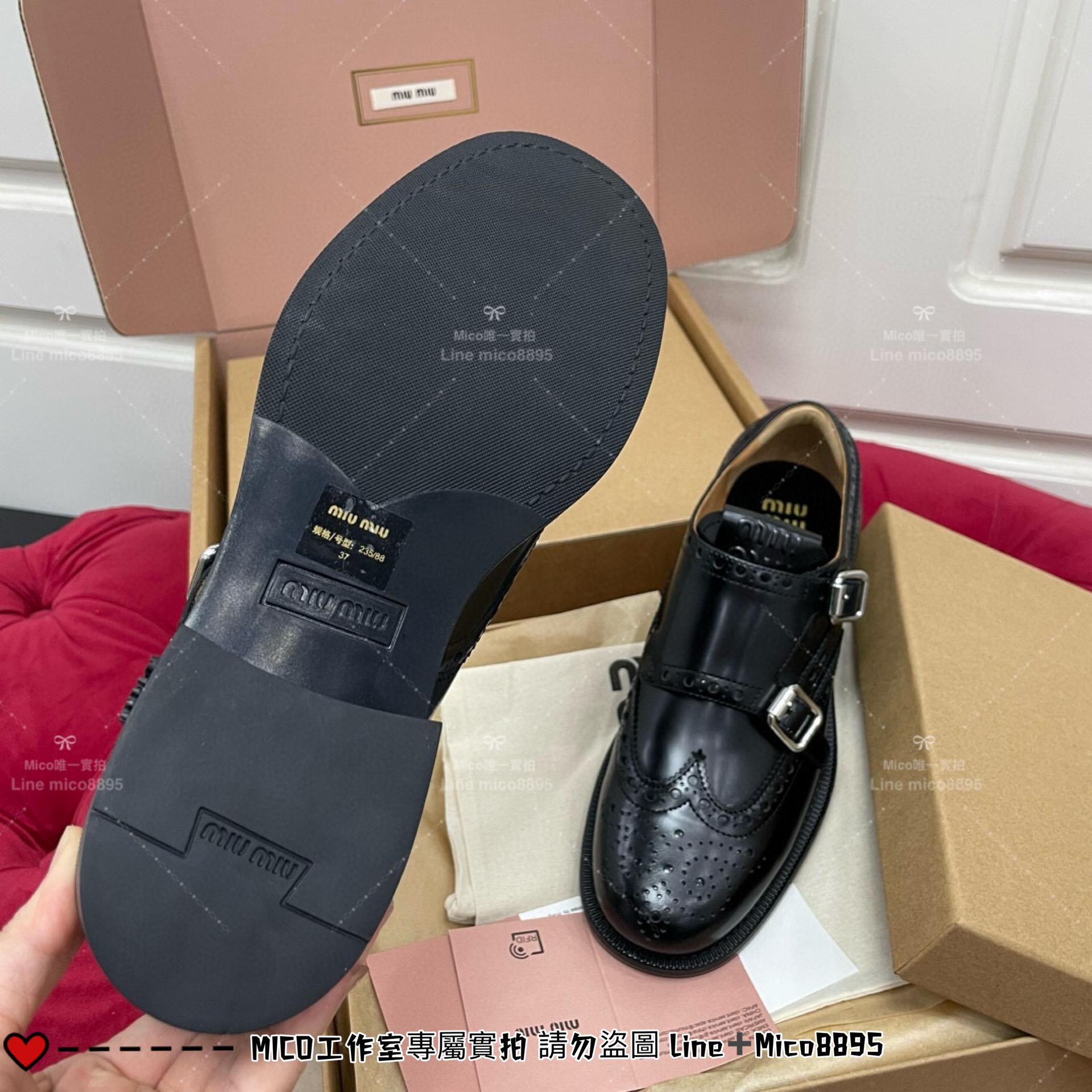 MIUMIU Church＇sxMiu Miu聯名款 黑色巴洛克 洛克鞋 牛津鞋 紳士鞋 35-39