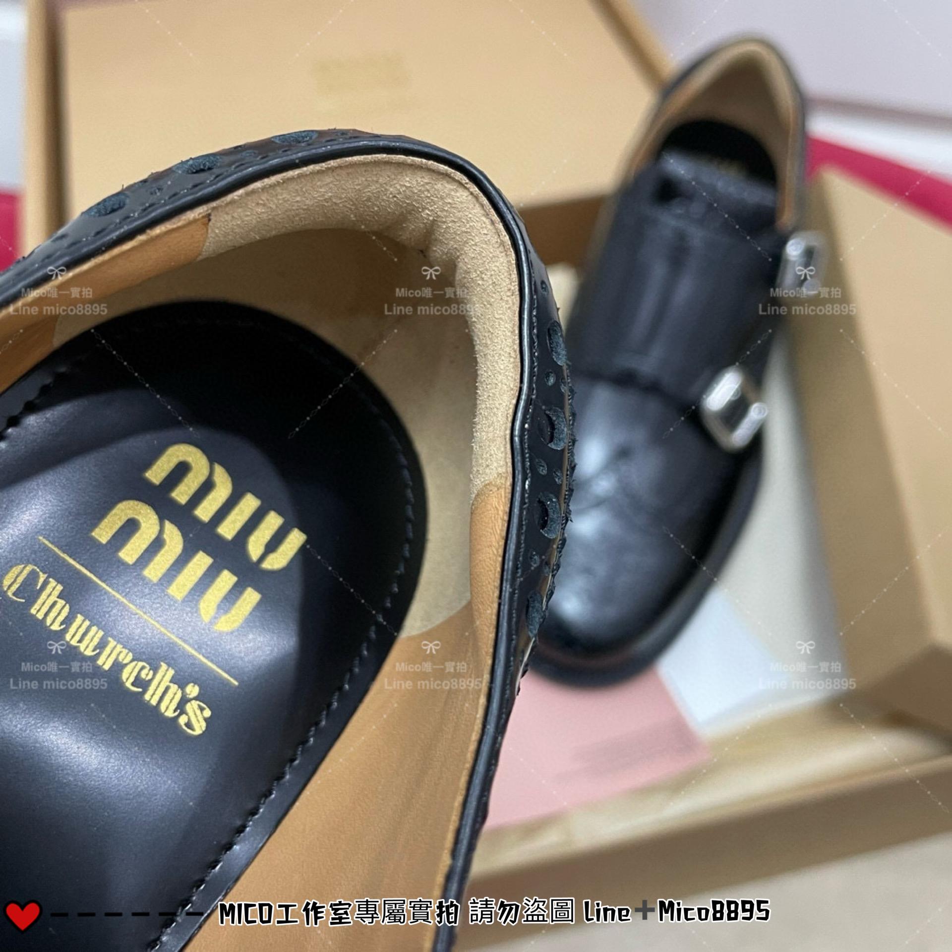 MIUMIU Church＇sxMiu Miu聯名款 黑色巴洛克 洛克鞋 牛津鞋 紳士鞋 35-39