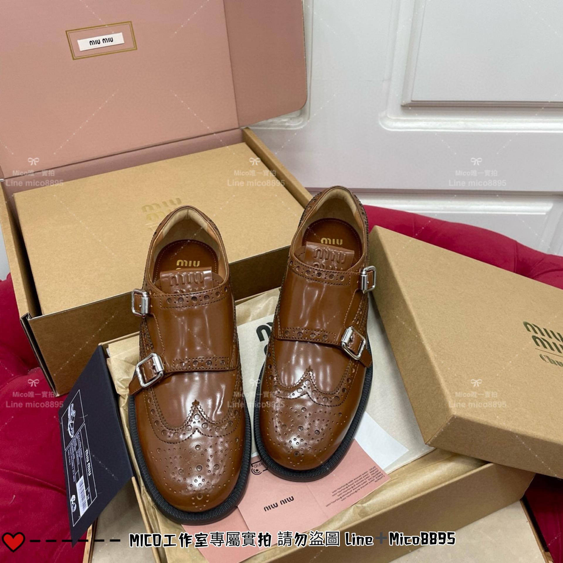 MIUMIU Church＇sxMiu Miu聯名款 咖色巴洛克 洛克鞋 牛津鞋 紳士鞋 35-39