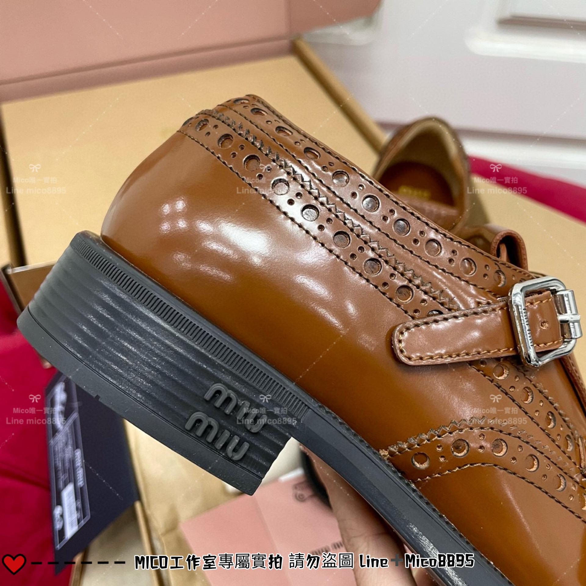 MIUMIU Church＇sxMiu Miu聯名款 咖色巴洛克 洛克鞋 牛津鞋 紳士鞋 35-39