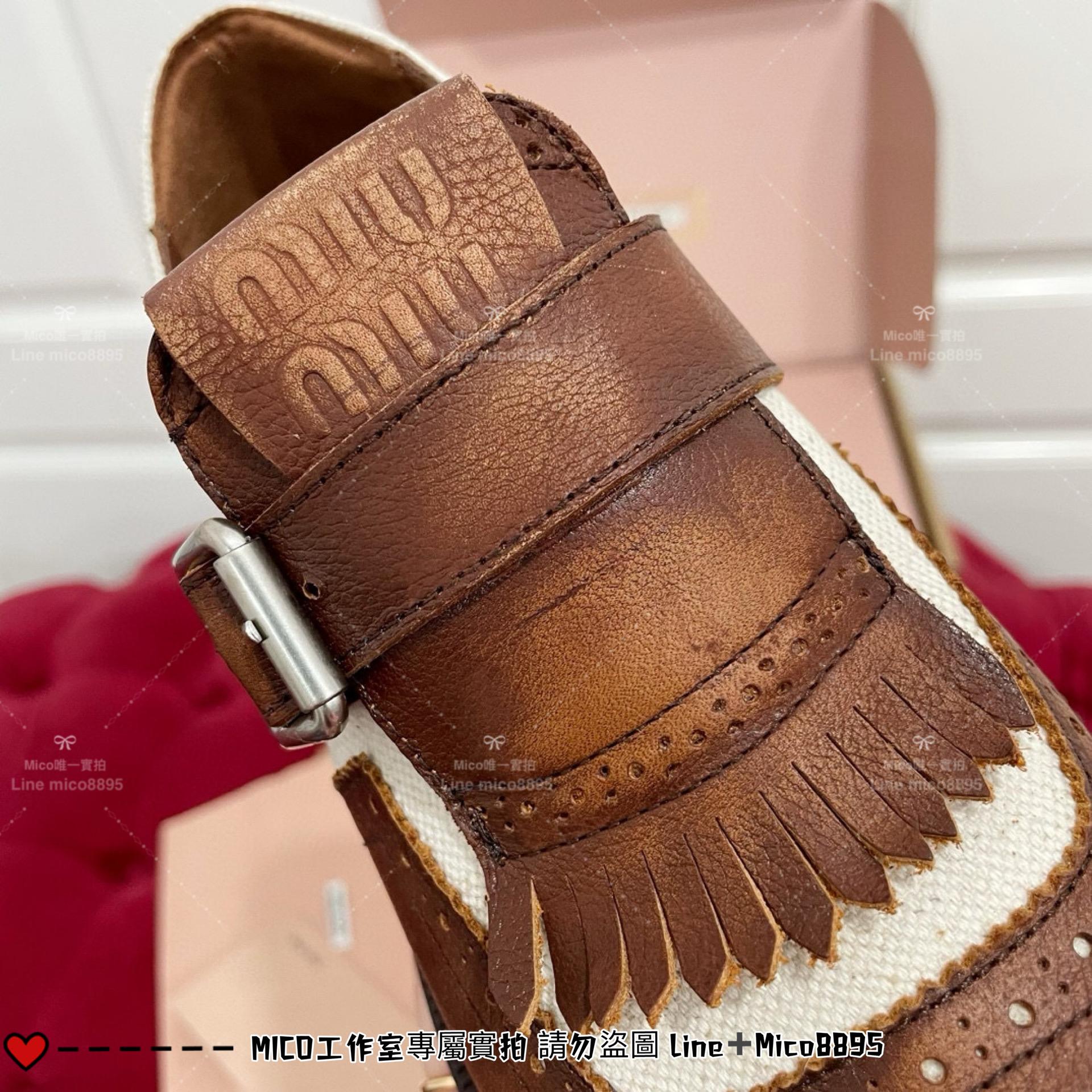 MIUMIU Church＇sxMiu Miu聯名款 牛津布洛克鞋 牛津鞋 紳士鞋 35-39