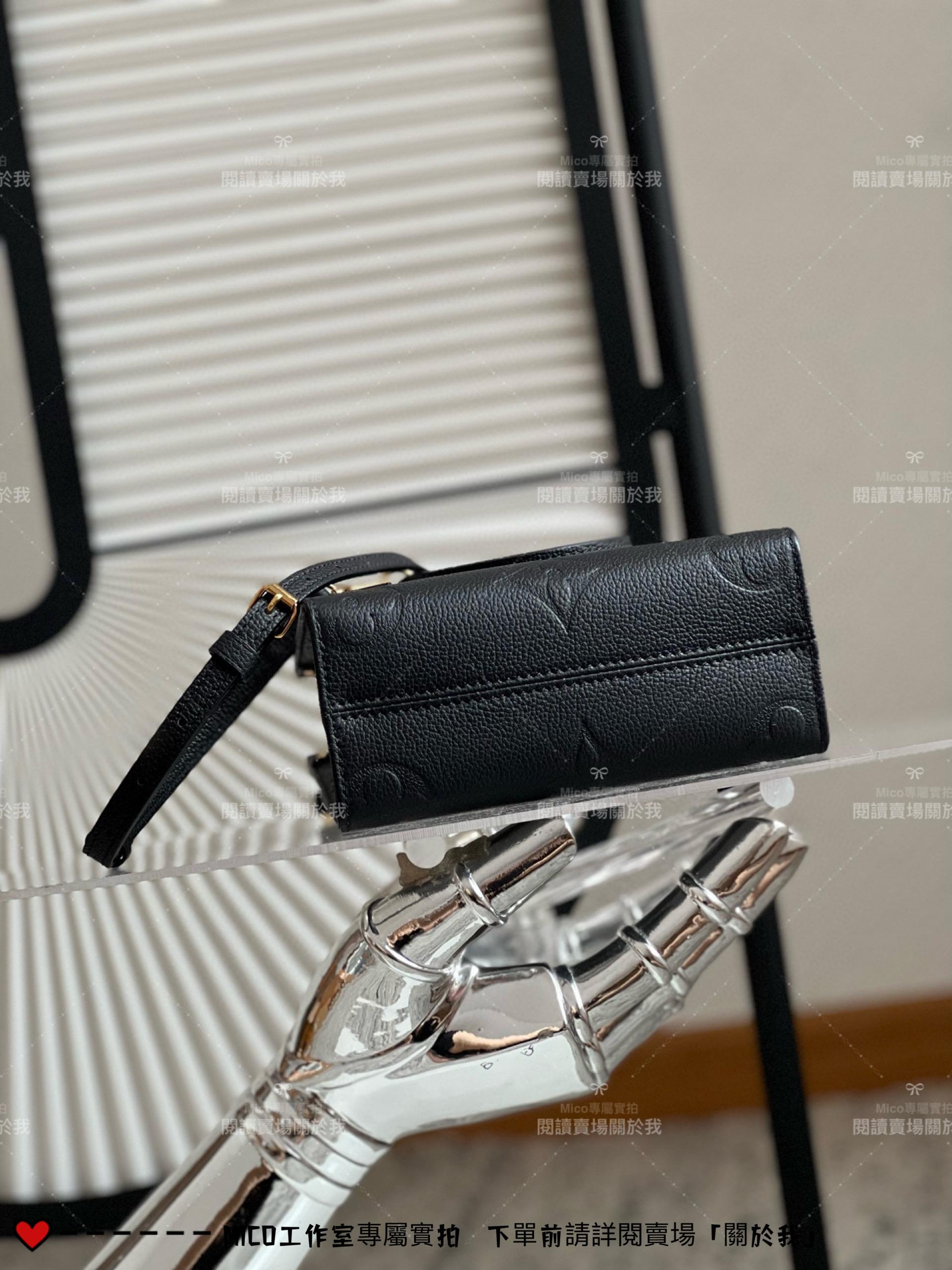 LV 黑色壓紋 OnTheGo BB 手袋 M46993 mini tote黑 Monogram Empreinte 牛皮革 18.5cm