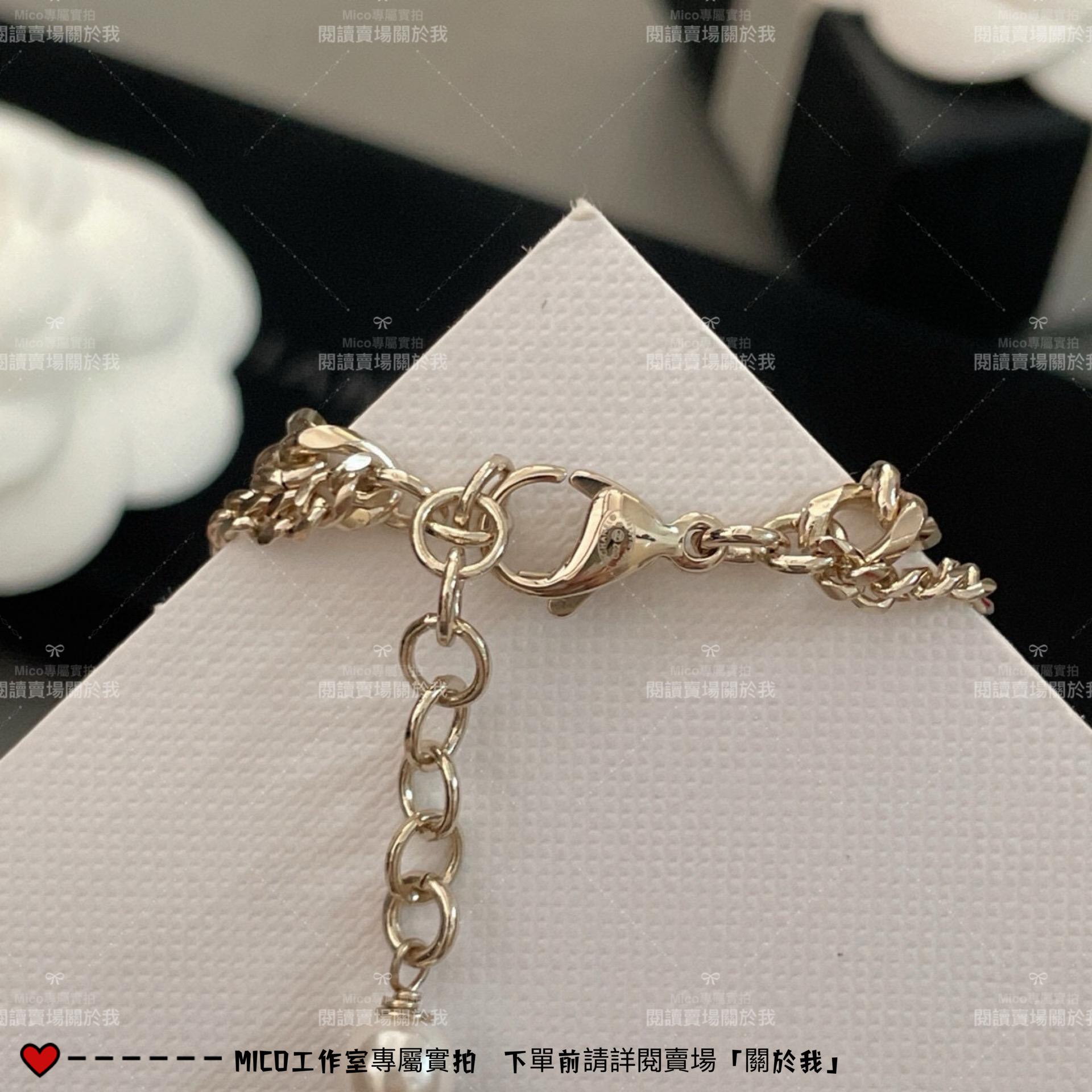 CHANEL 黑鑽雙層滿鑽愛心手鍊 施華洛世奇水鑽