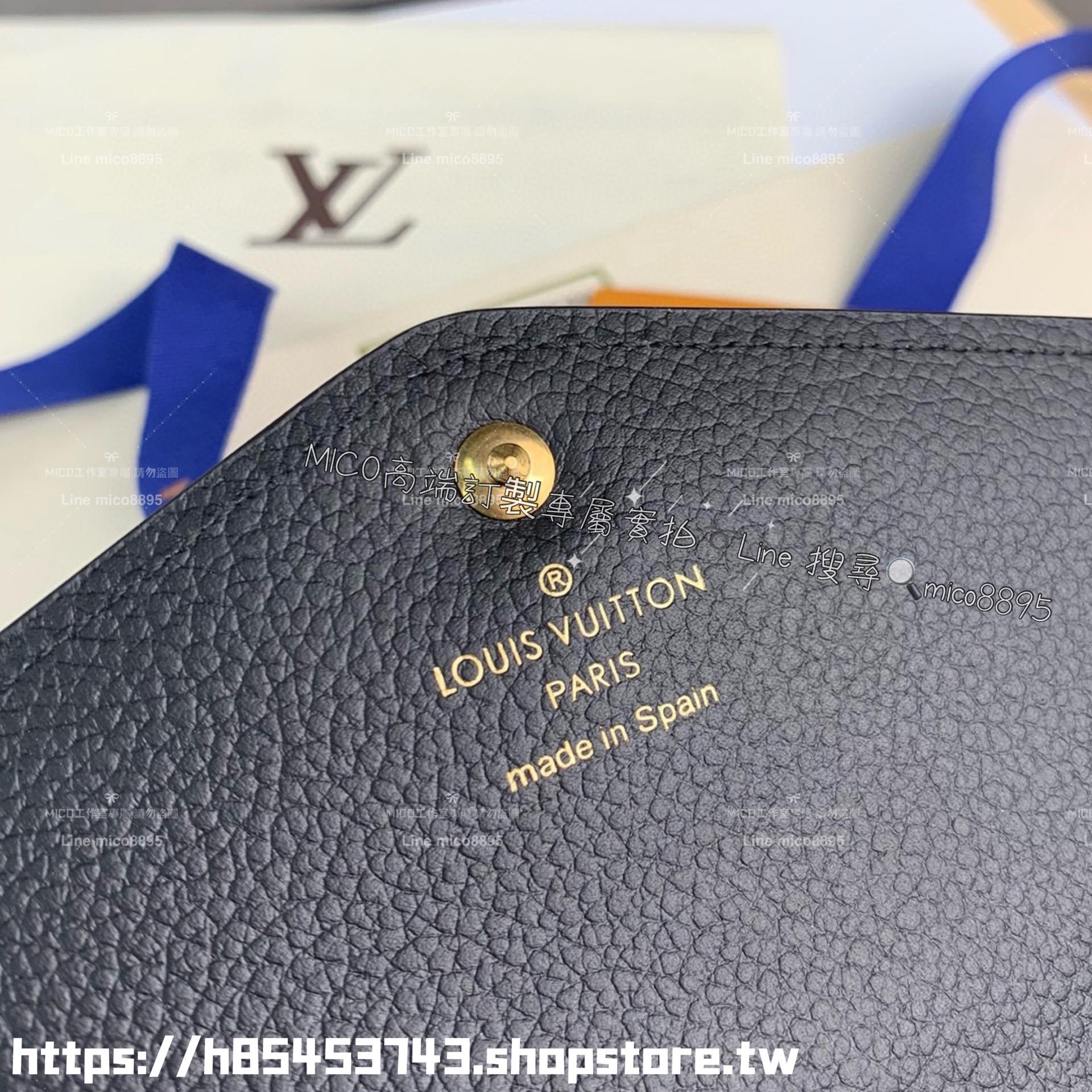 LV 路易威登｜M61182 黑色壓紋 信封式Sarah錢夾/長夾 兩折長夾 19cm