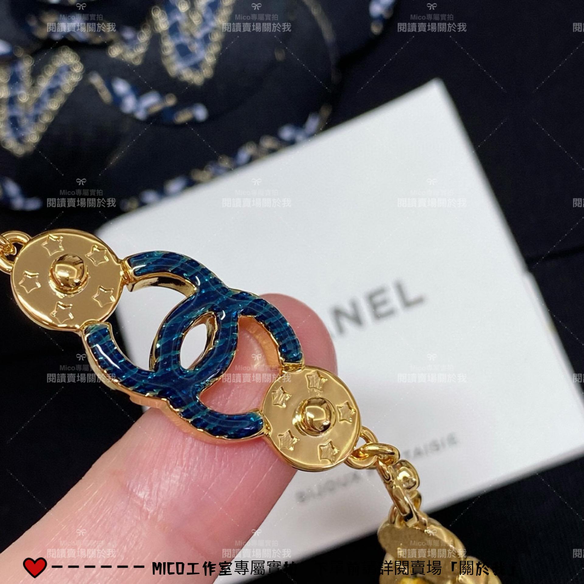 CHANEL 小香 24s 牛仔藍色雙c星星choker項鍊