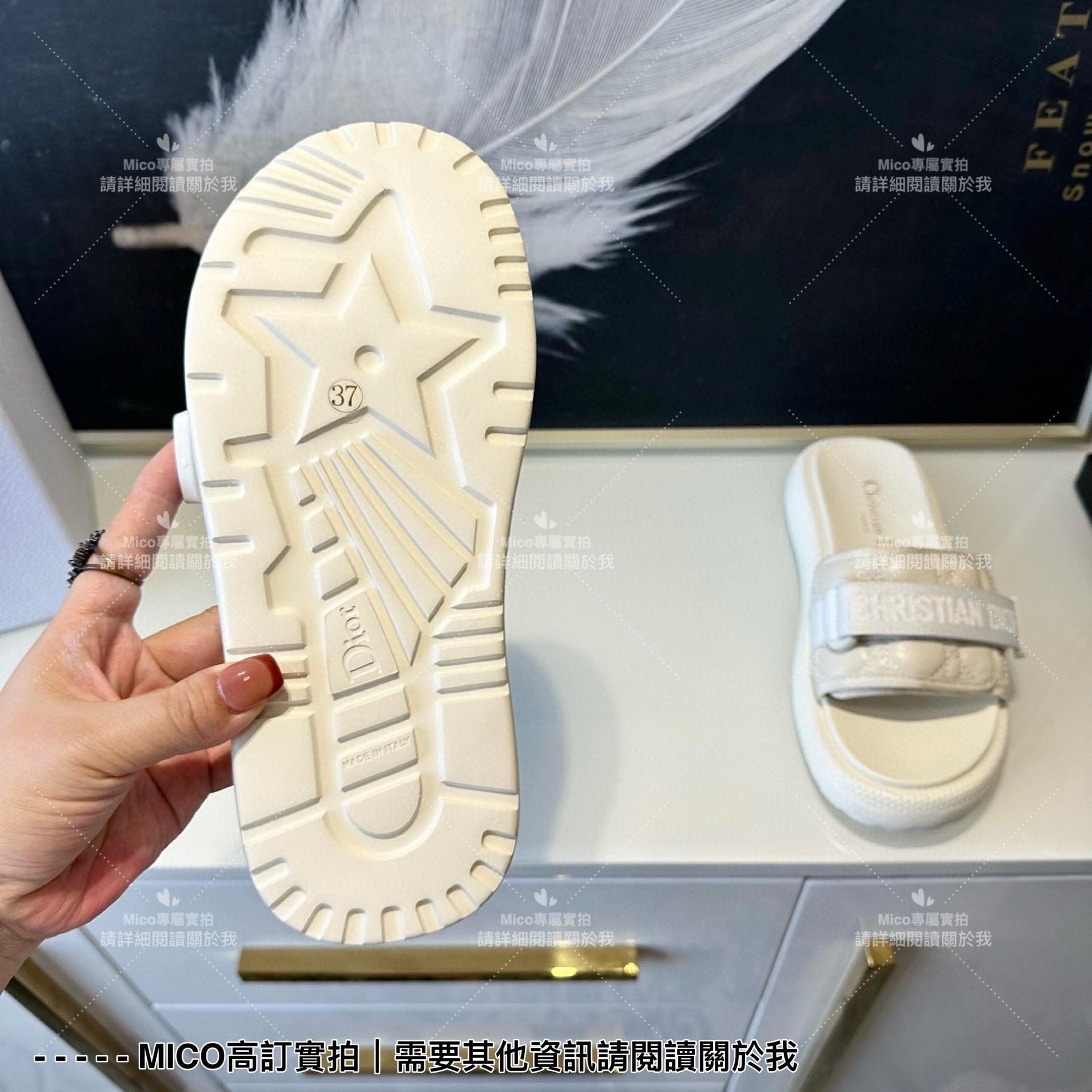 Dior 奶白色 evolution藤格紋魔術貼拖鞋 女鞋 35-39