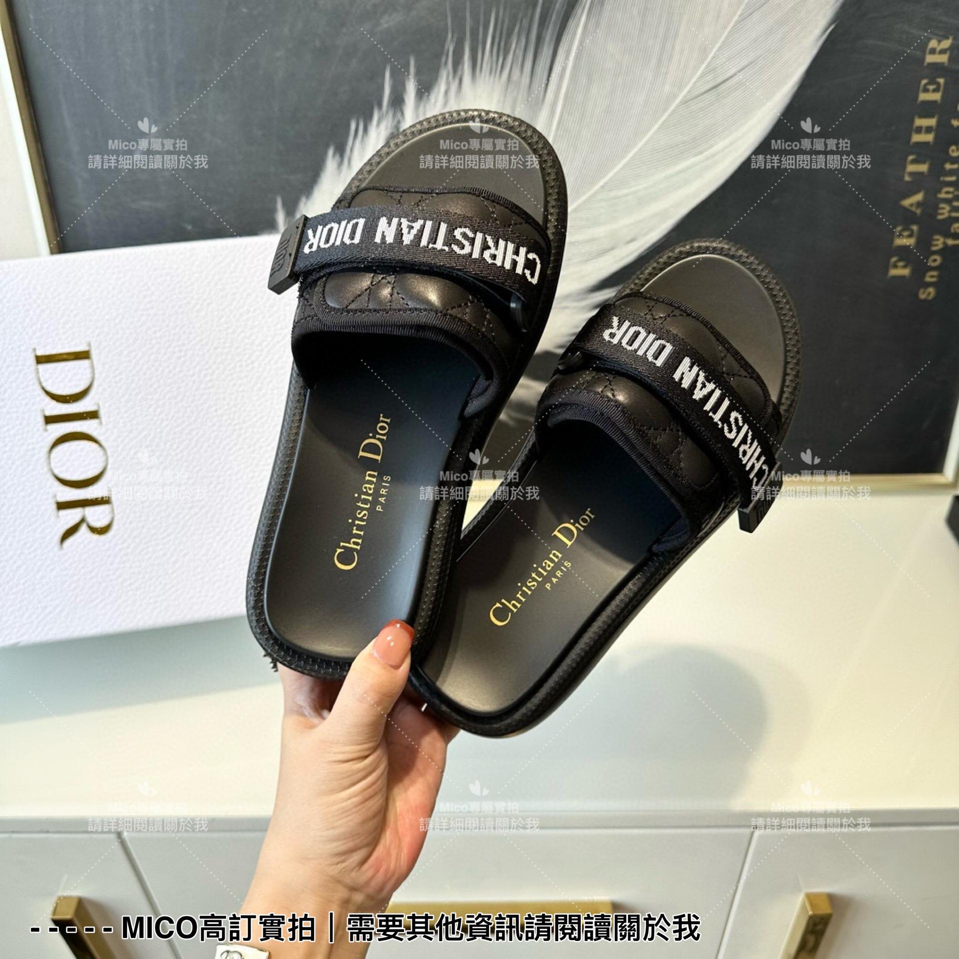 Dior 黑色 evolution藤格紋魔術貼拖鞋 女鞋 35-39