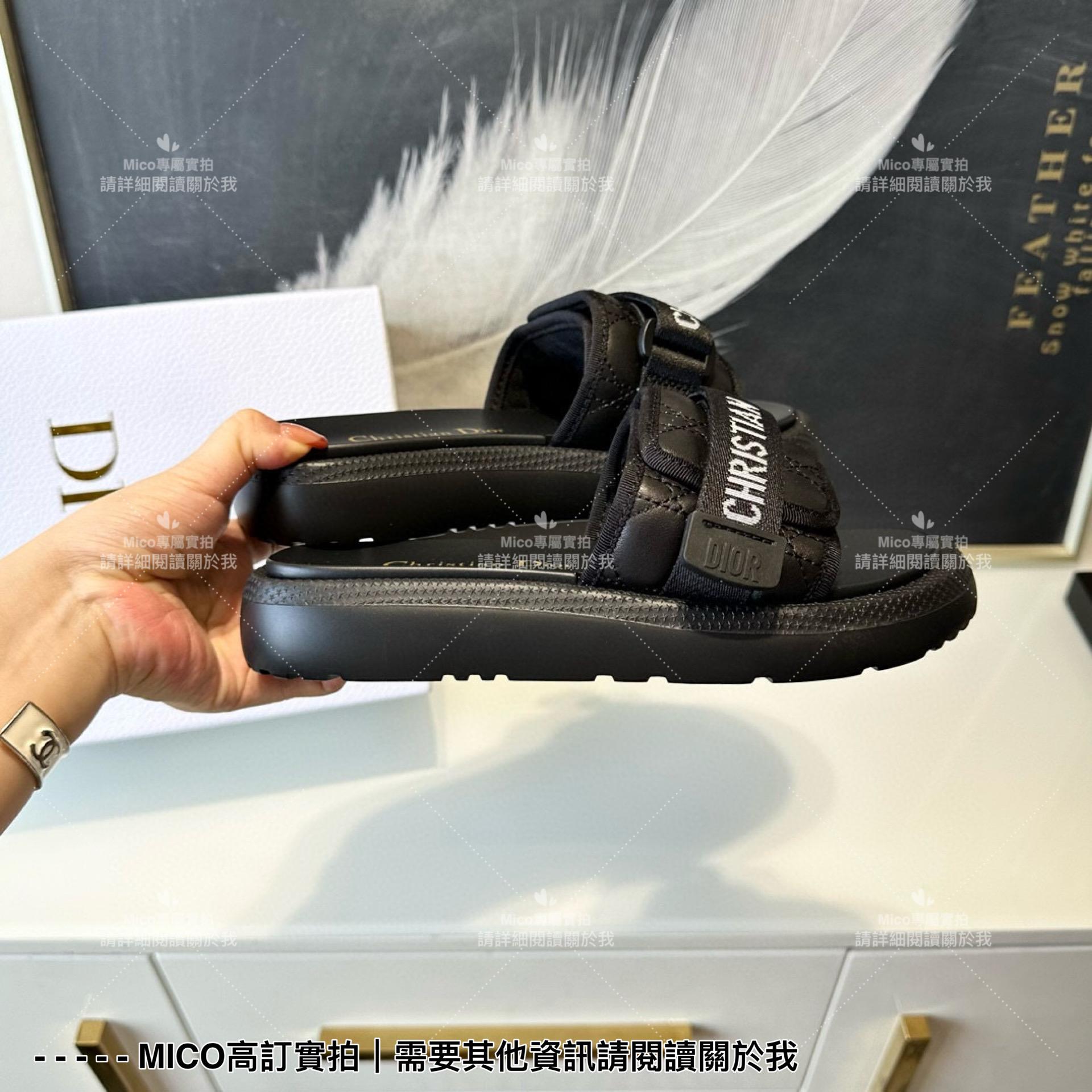 Dior 黑色 evolution藤格紋魔術貼拖鞋 女鞋 35-39