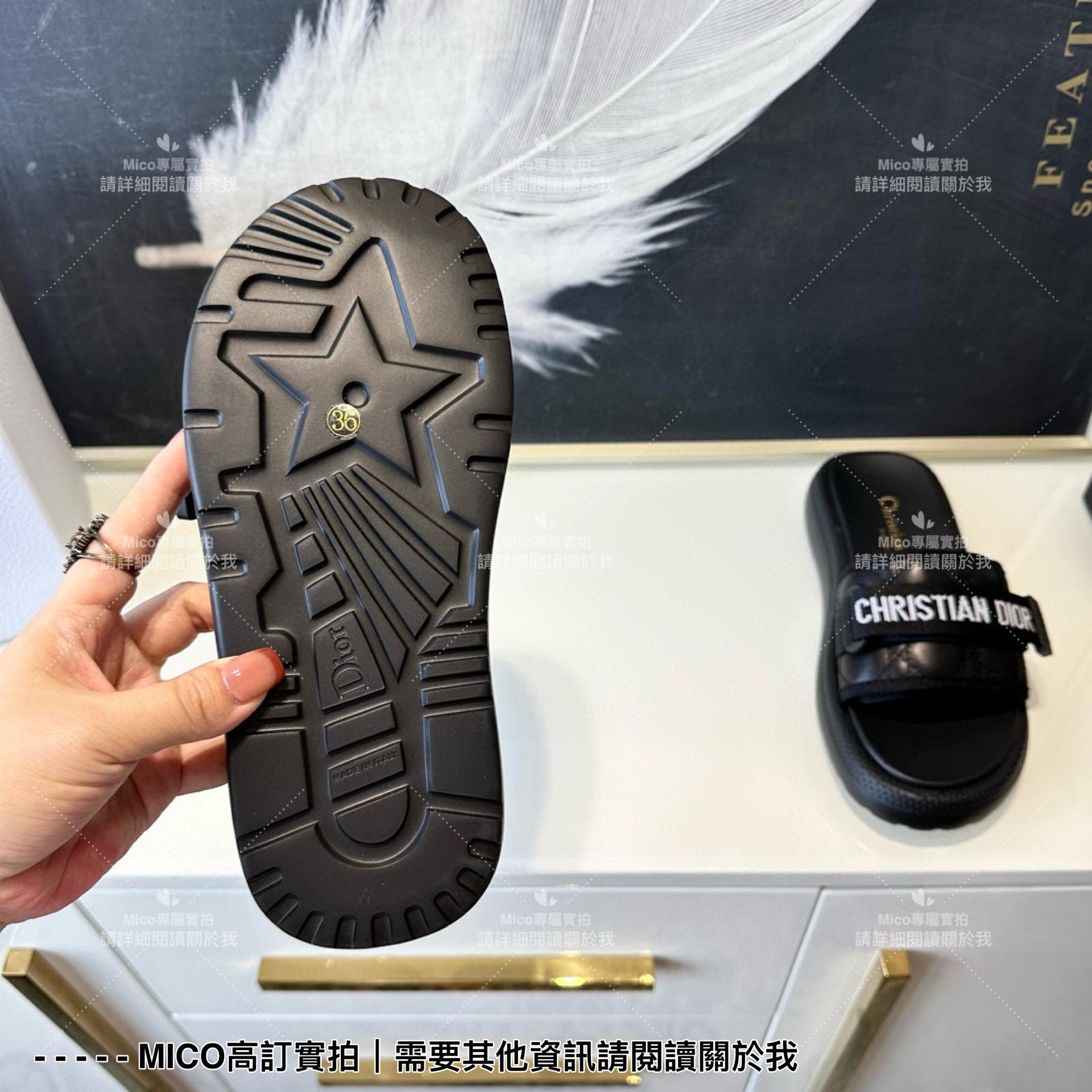 Dior 黑色 evolution藤格紋魔術貼拖鞋 女鞋 35-39