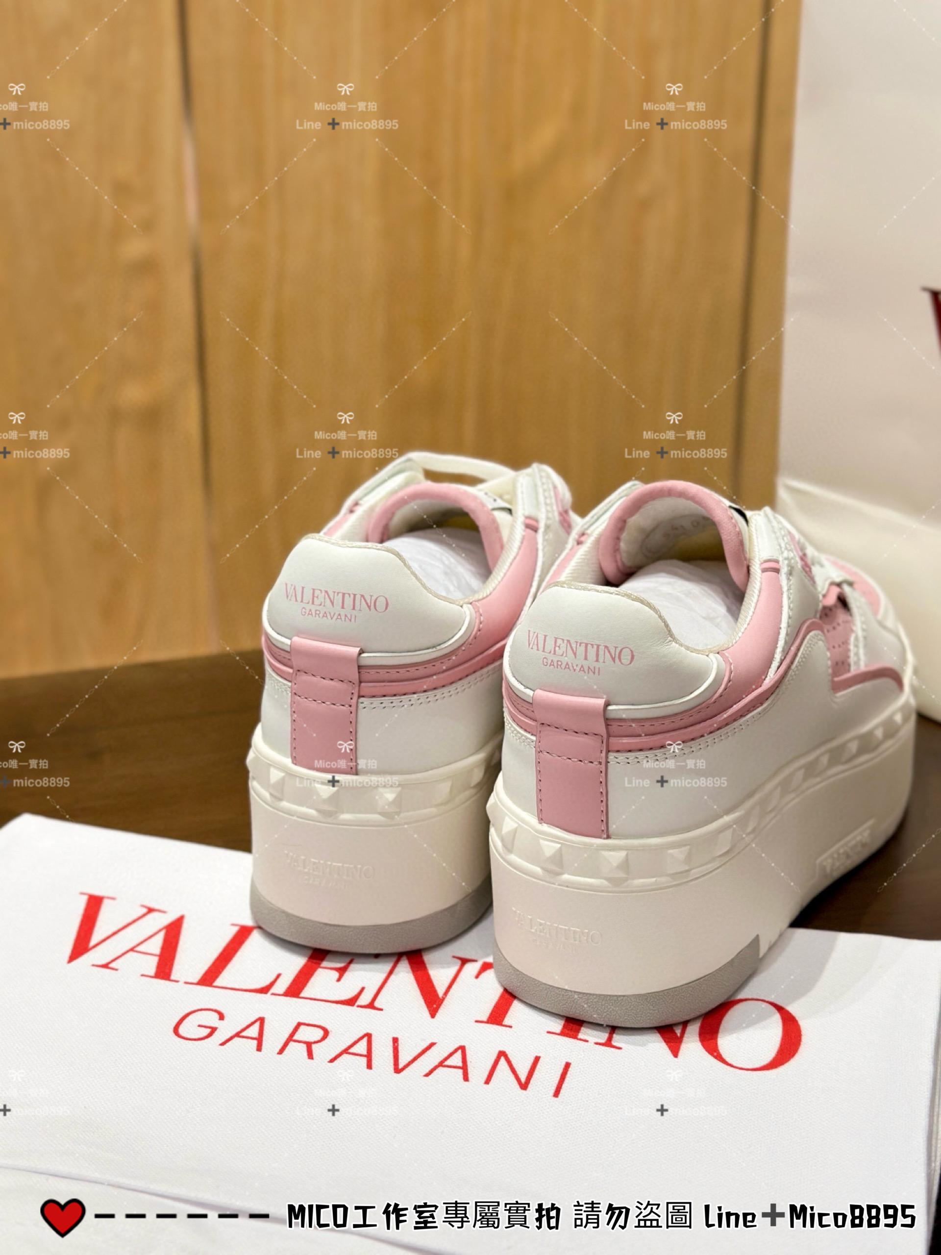 Valentino 粉色 卯釘厚底小白鞋 增高休閒鞋 底厚6cm 35-40