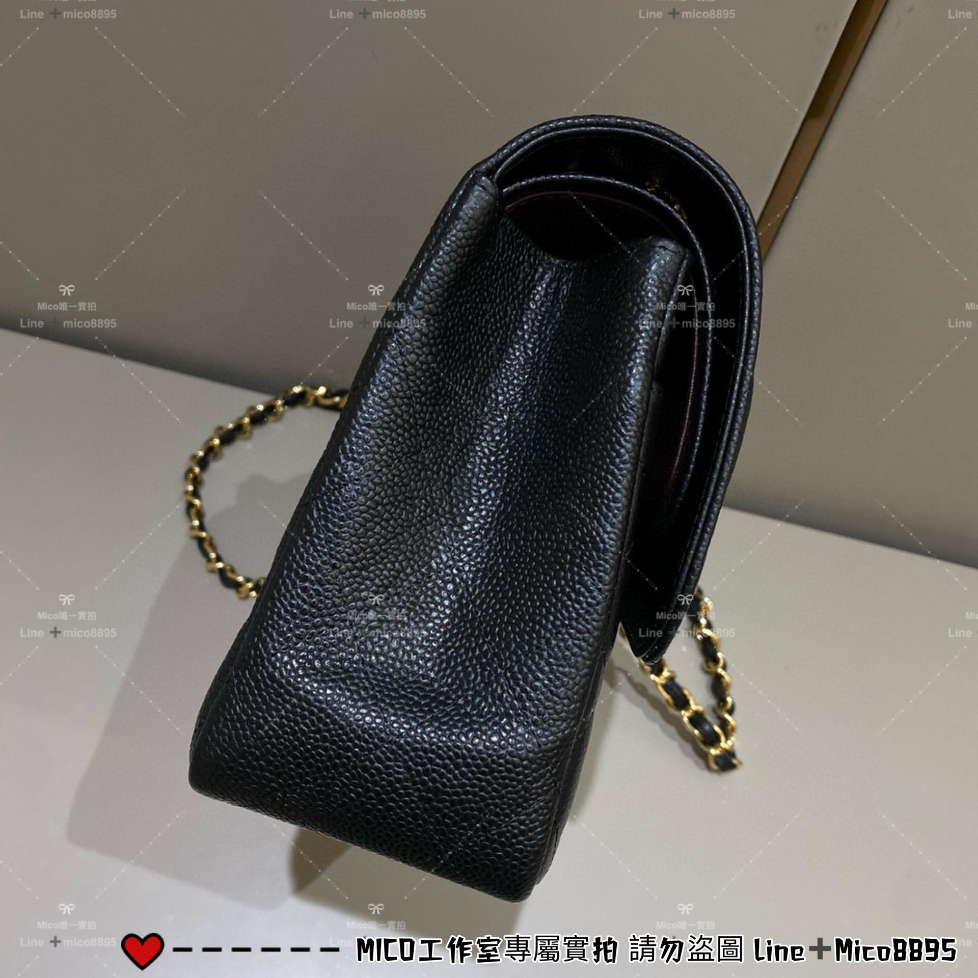 CHANEL Classic Flap Jumbo30 黑色魚子醬牛皮/金釦 30cm