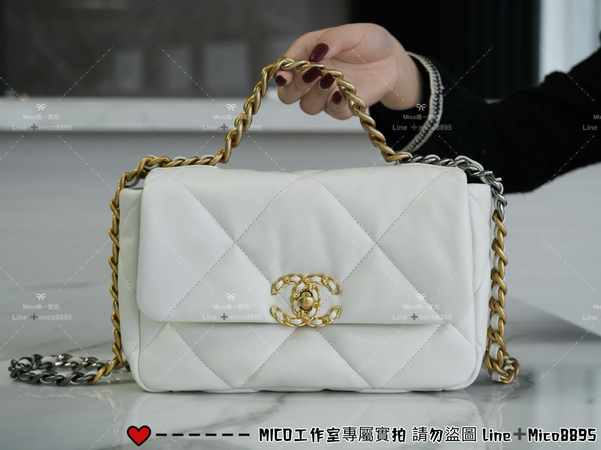 CHANEL 19系列 仙女白小號/19Bag 19包 枕套包 斜跨手提包 26cm