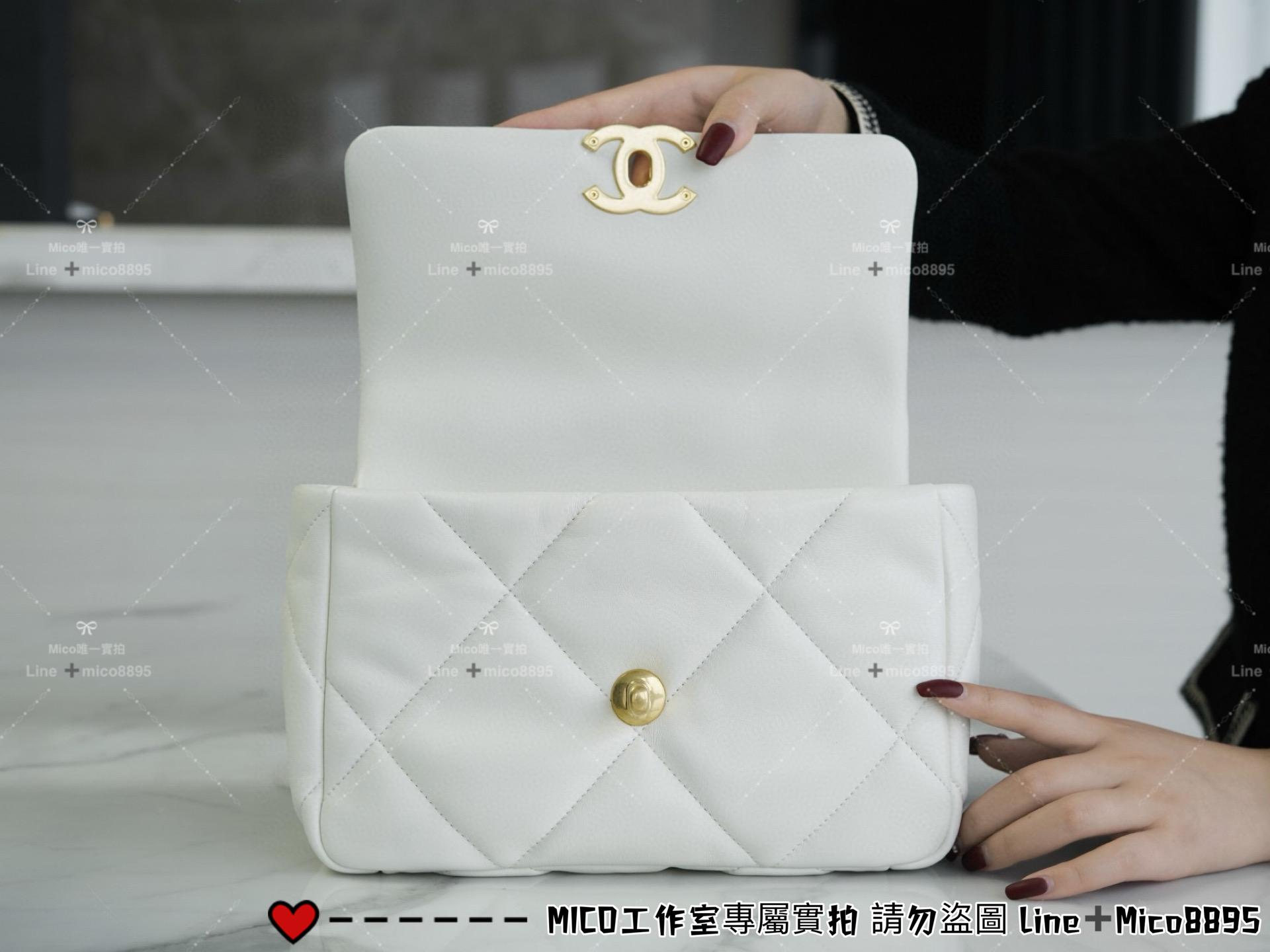 CHANEL 19系列 仙女白小號/19Bag 19包 枕套包 斜跨手提包 26cm