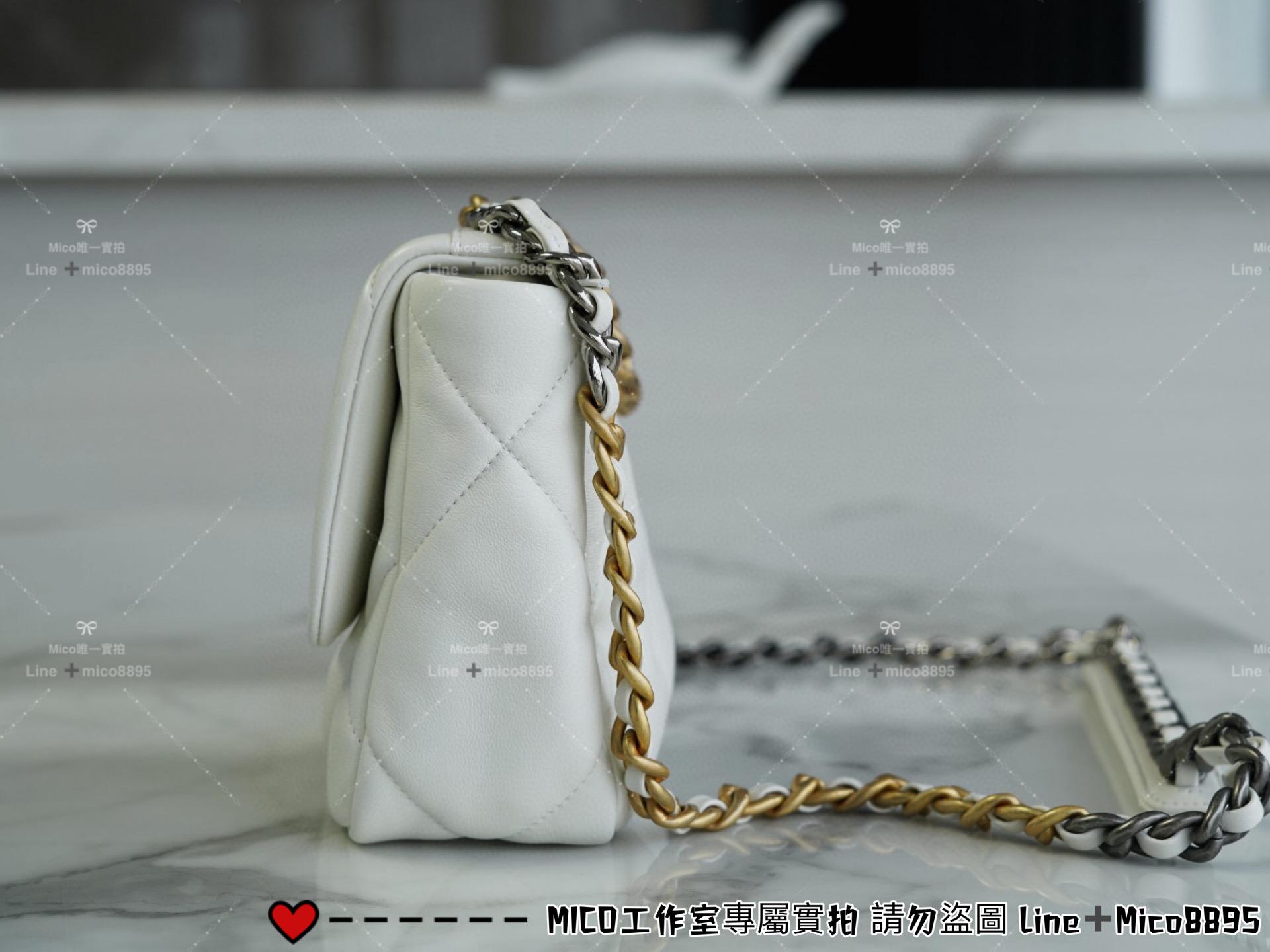 CHANEL 19系列 仙女白小號/19Bag 19包 枕套包 斜跨手提包 26cm