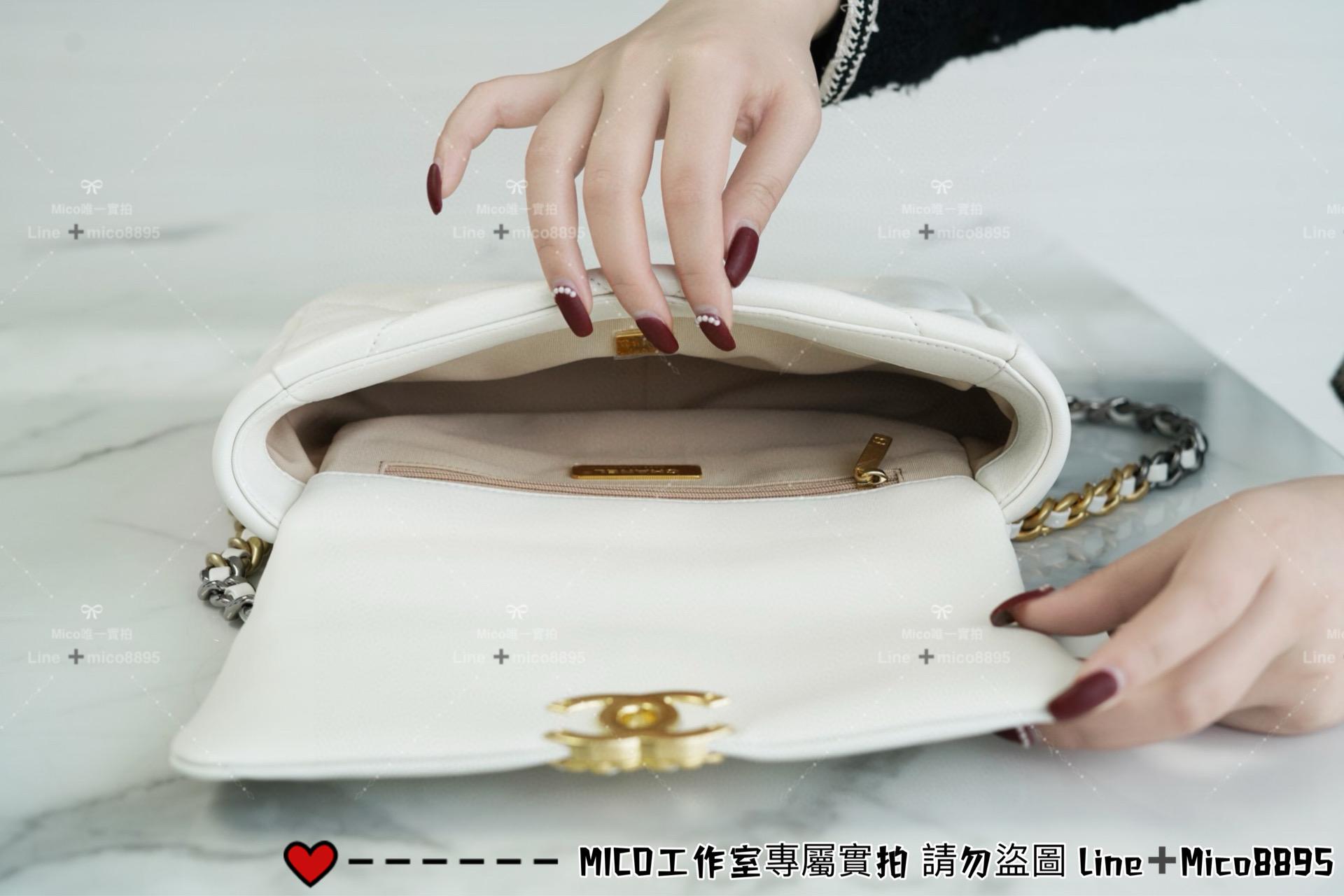 CHANEL 19系列 仙女白小號/19Bag 19包 枕套包 斜跨手提包 26cm