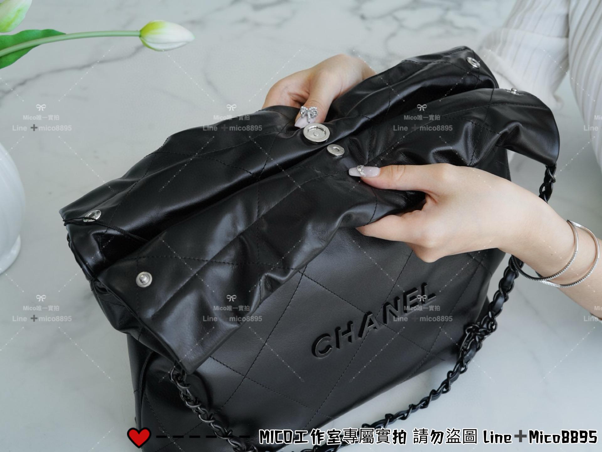 CHANEL 22k so black 全黑款 22Bag/22包 購物袋/媽媽包 小號35cm