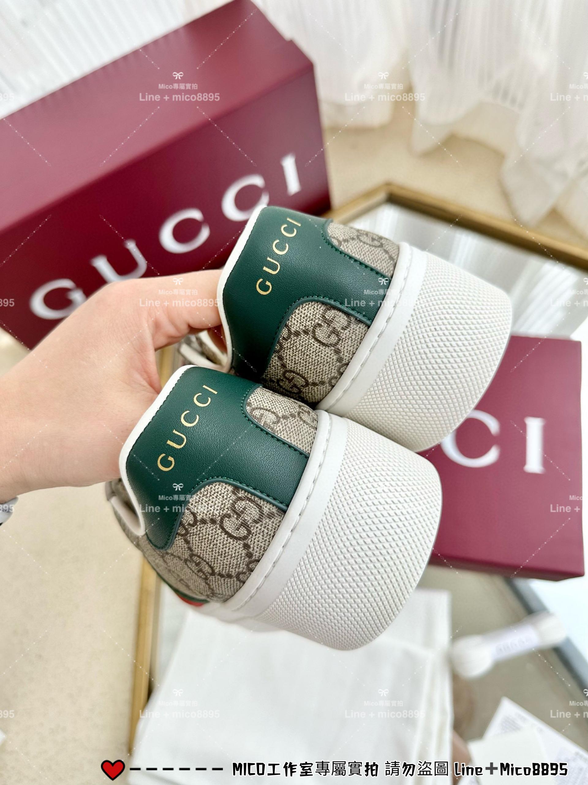 GUCCI 經典Ace系列 老花厚底休閒小白鞋 底厚4.5cm 男女同款/情侶鞋/35-44 （三個色/下單備註顏色尺碼）