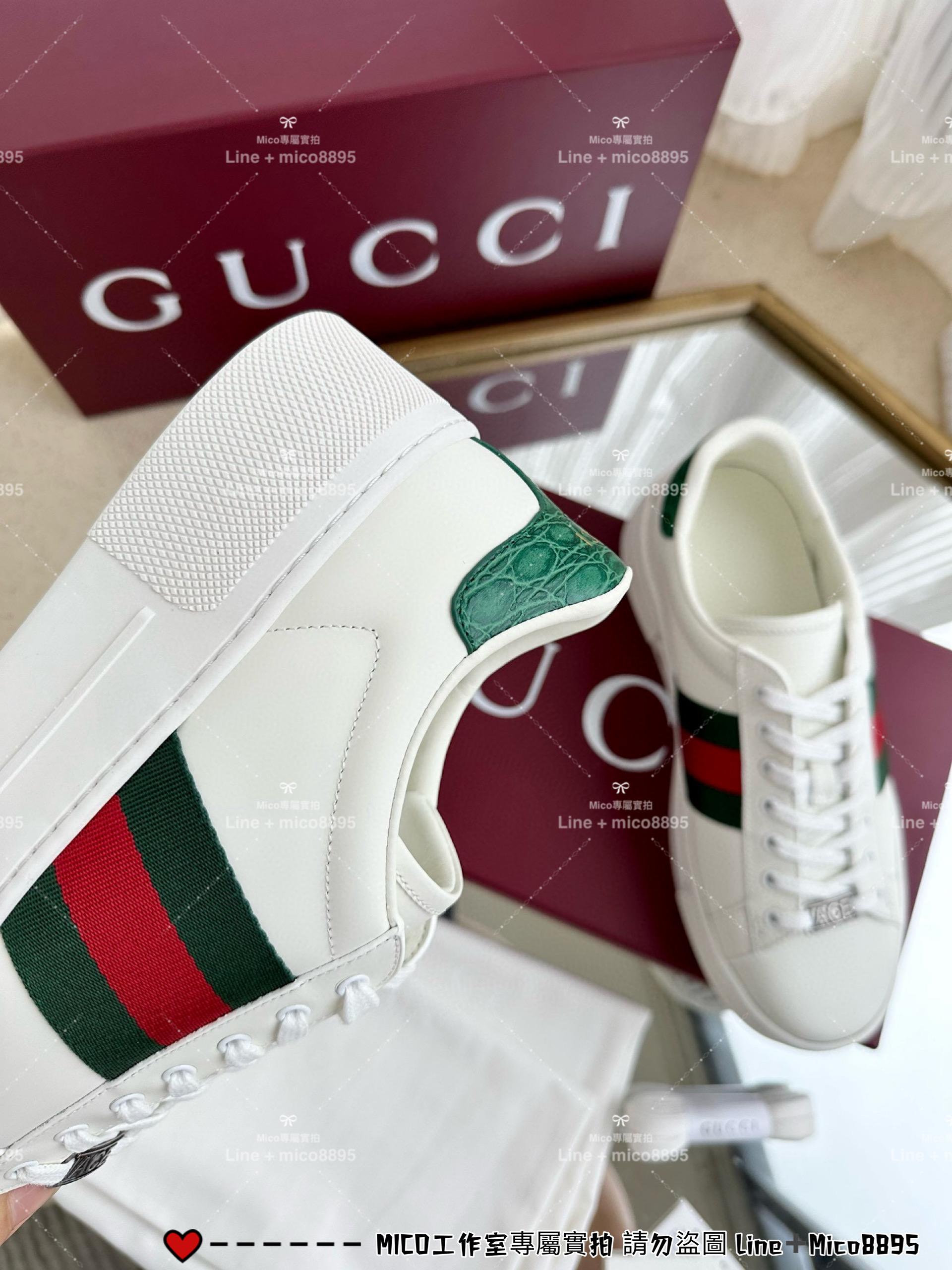 GUCCI 經典Ace系列 白底款厚底休閒小白鞋 底厚4.5cm 男女同款/情侶鞋/35-44 （三個色/下單備註顏色尺碼）