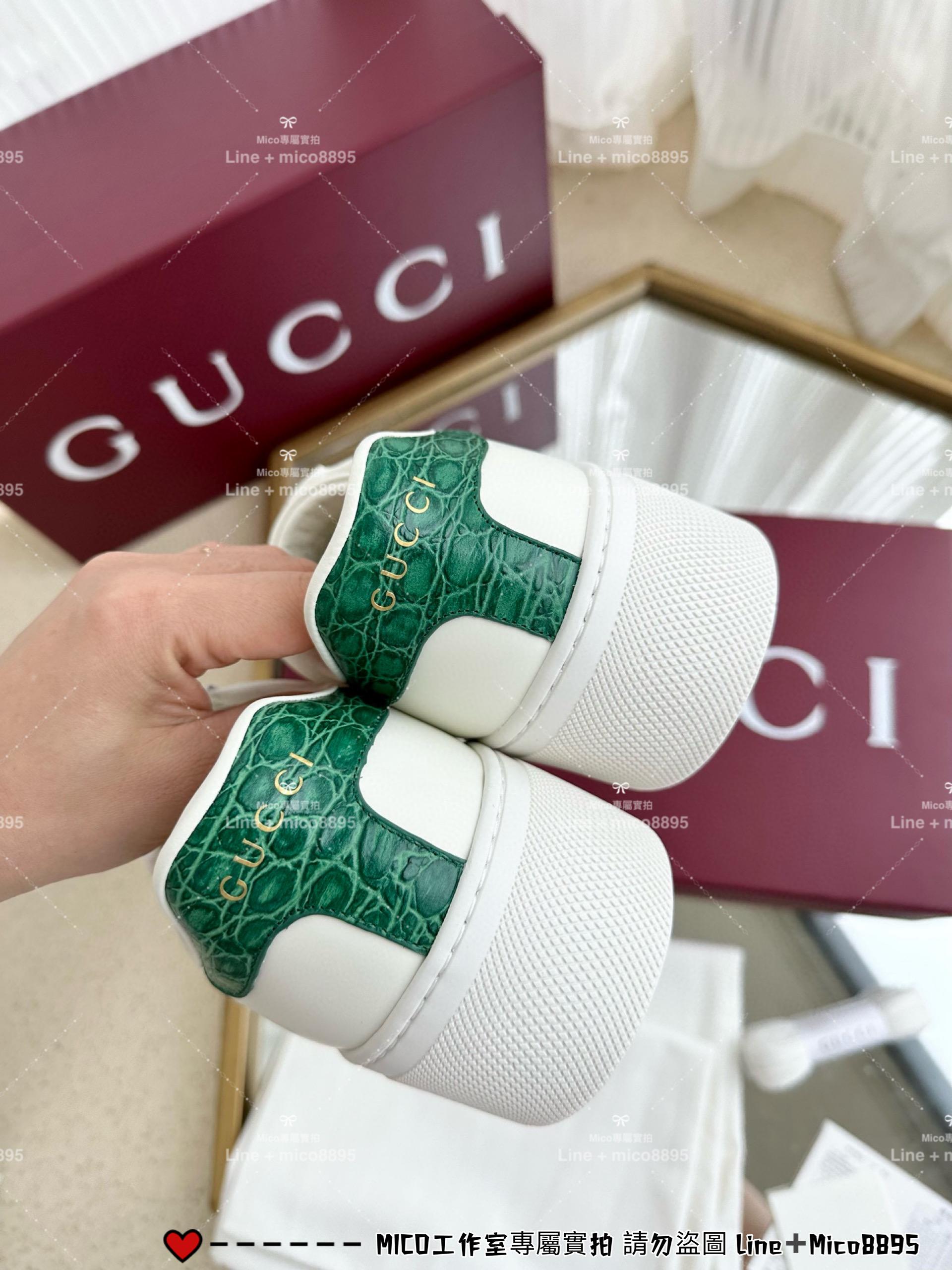 GUCCI 經典Ace系列 白底款厚底休閒小白鞋 底厚4.5cm 男女同款/情侶鞋/35-44 （三個色/下單備註顏色尺碼）