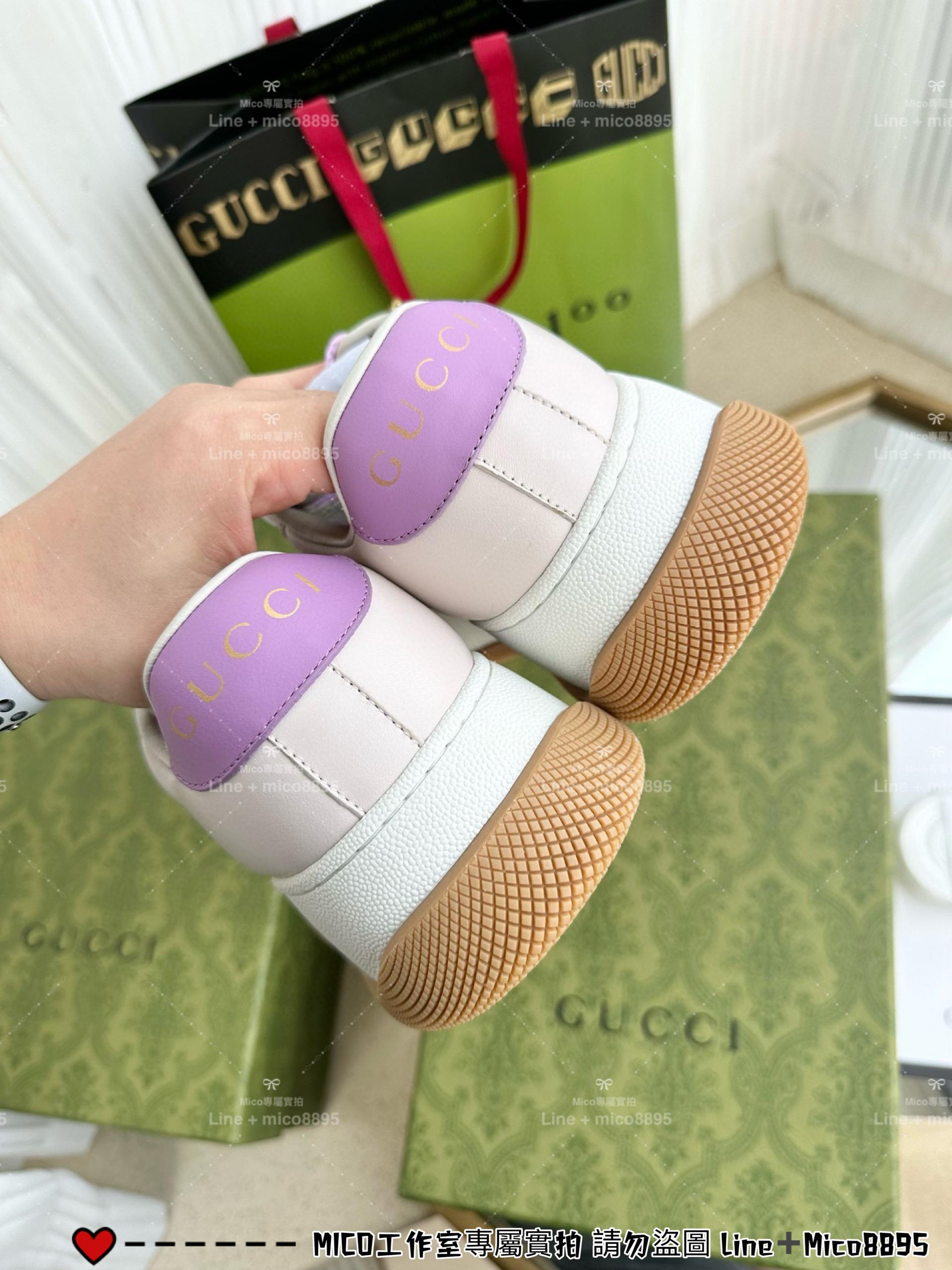 GUCCI Double Screener 紫鑽厚底小胖丁休閒鞋/麵包鞋 底厚6cm 35-40