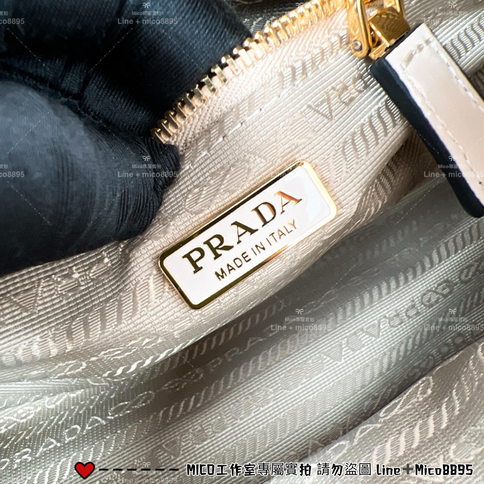 PRADA 長手把 淺杏色 油蠟皮/金色五金 SOFT LUX Bag 小號 32cm