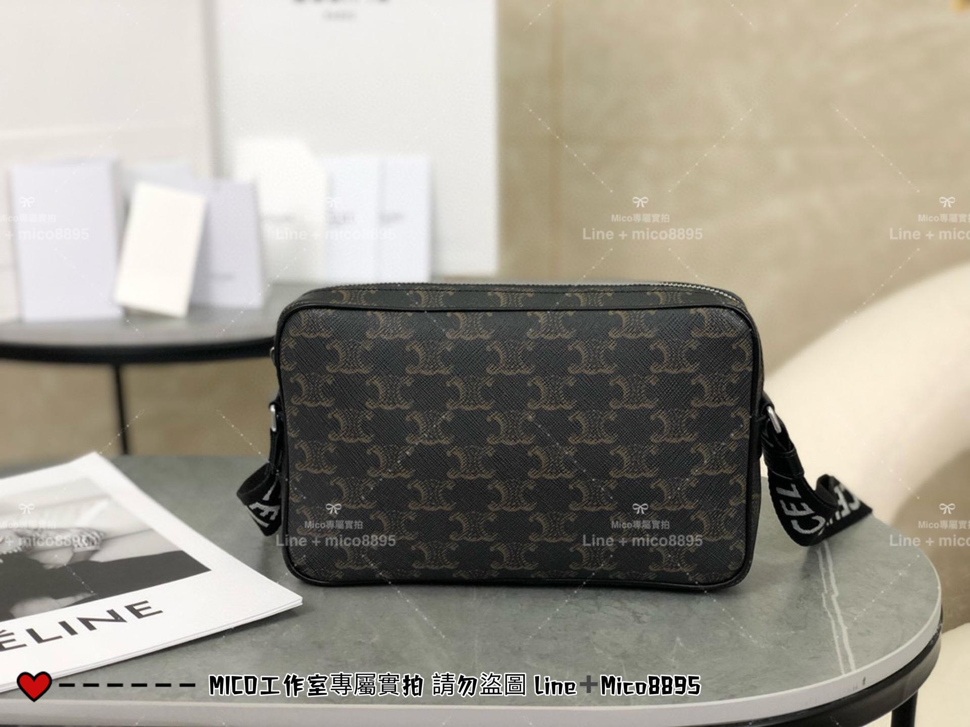 Celine 凱旋門老花 字母肩帶 男女同款郵差包/斜跨包 23cm