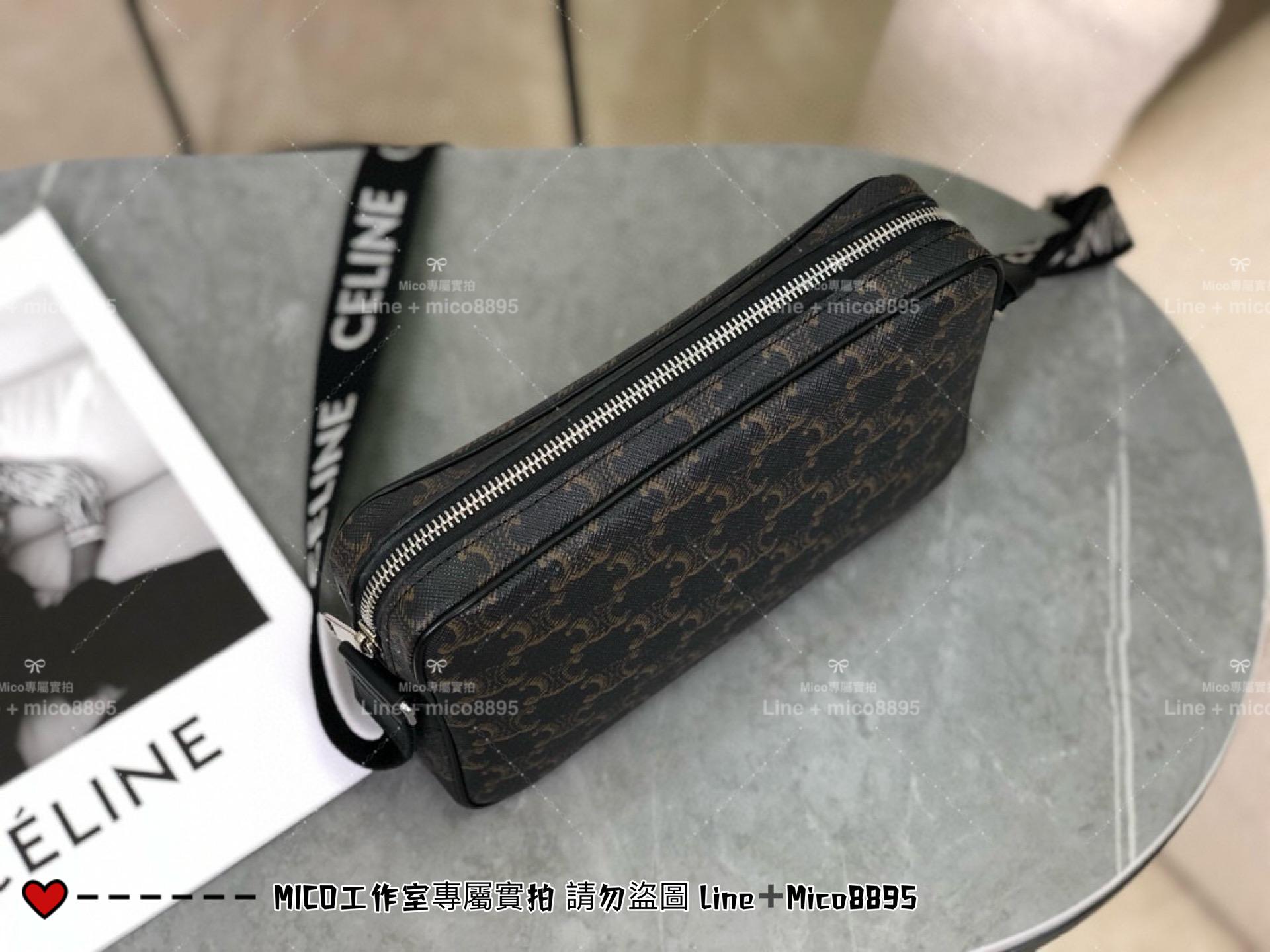 Celine 凱旋門老花 字母肩帶 男女同款郵差包/斜跨包 23cm