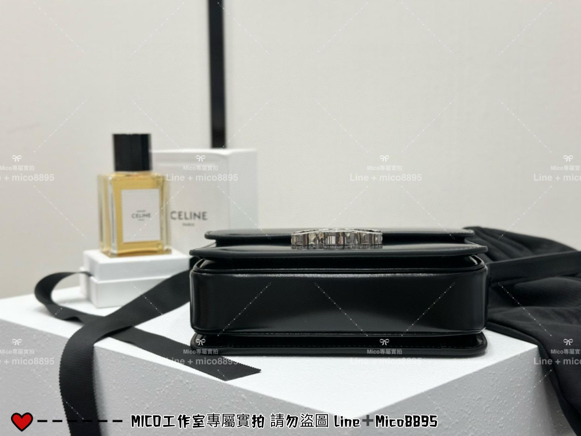 Celine 極簡風格 Triomphe Box 凱旋門 黑色/銀釦BOX 斜挎肩背包 小號 18.5cm