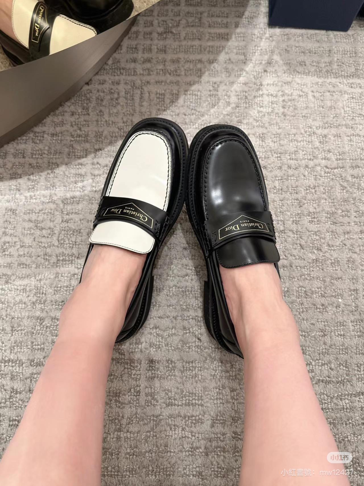 Dior 黑白拼色 經典boy樂福鞋 35-40