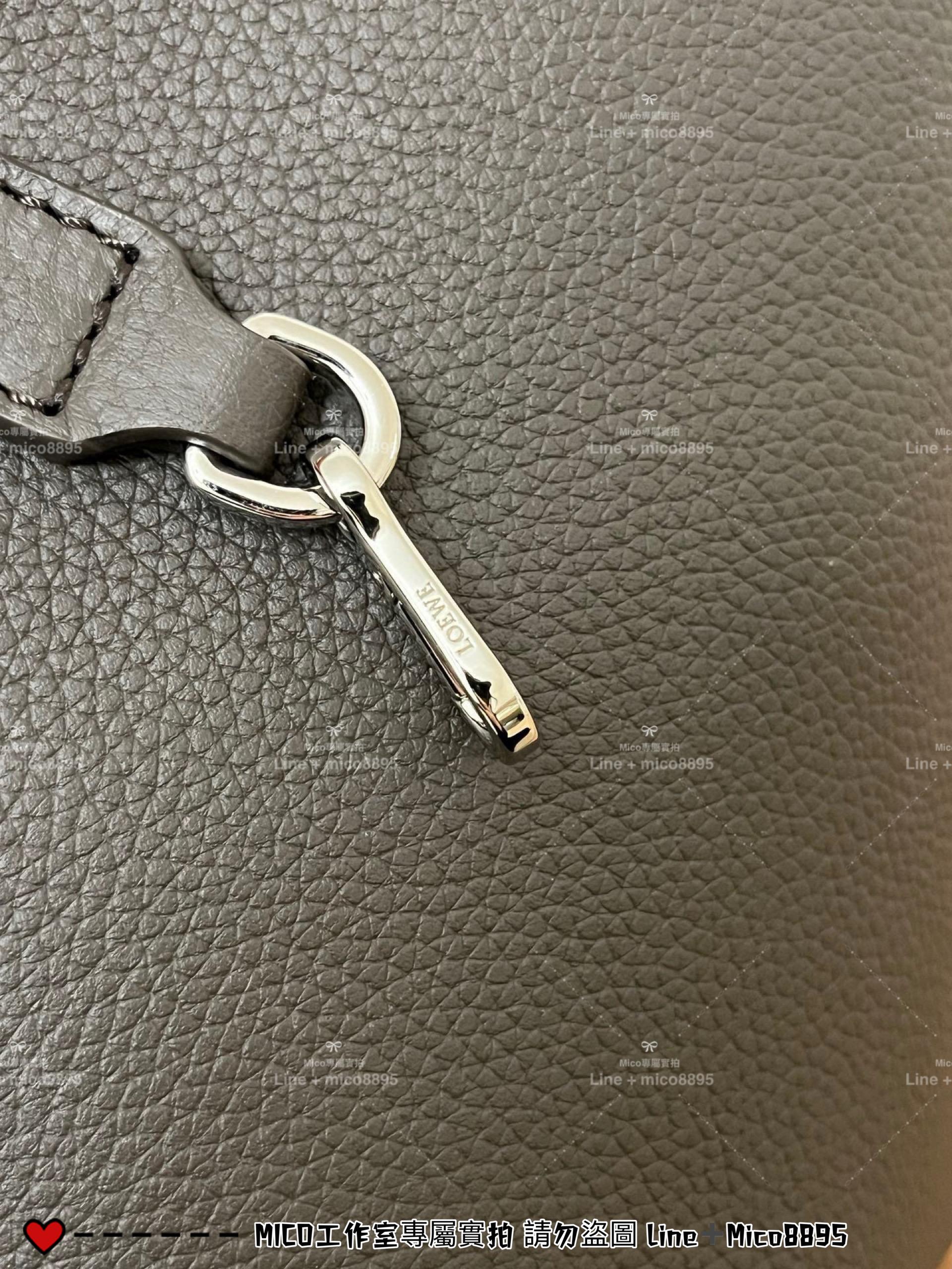 LOEWE 羅威 深灰咖粒面牛皮 Pebble Mini Bucket Bag 水桶包 可斜挎手提 19.5cm