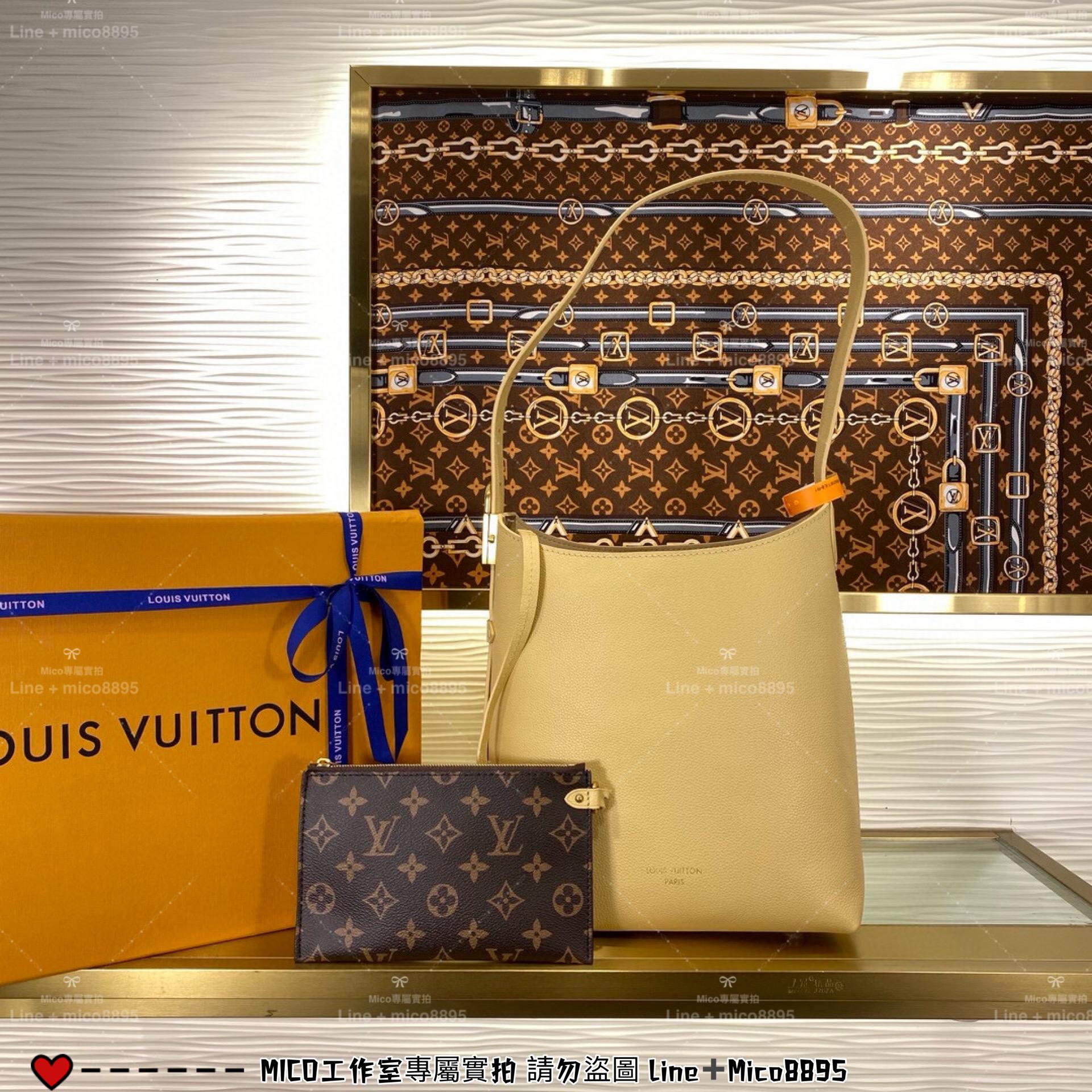 Louis Vuitton LV 【LOW KEY HOBO 鵝黃色小號手袋】 M25354棕色 25353鵝黃色 25352 黑色 