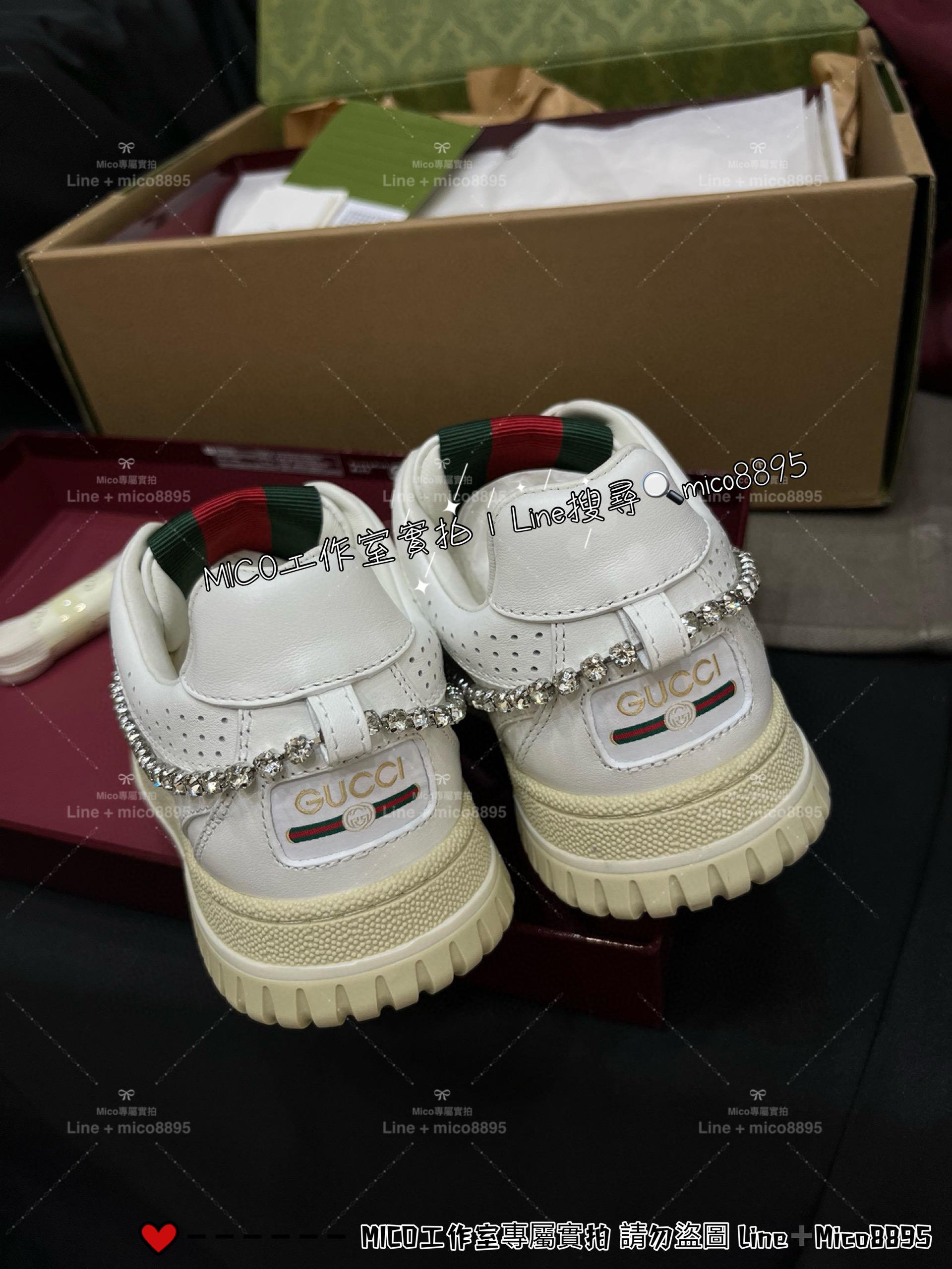 Gucci Re-Web水晶鑽鏈運動鞋/休閒鞋/小白鞋 35-40