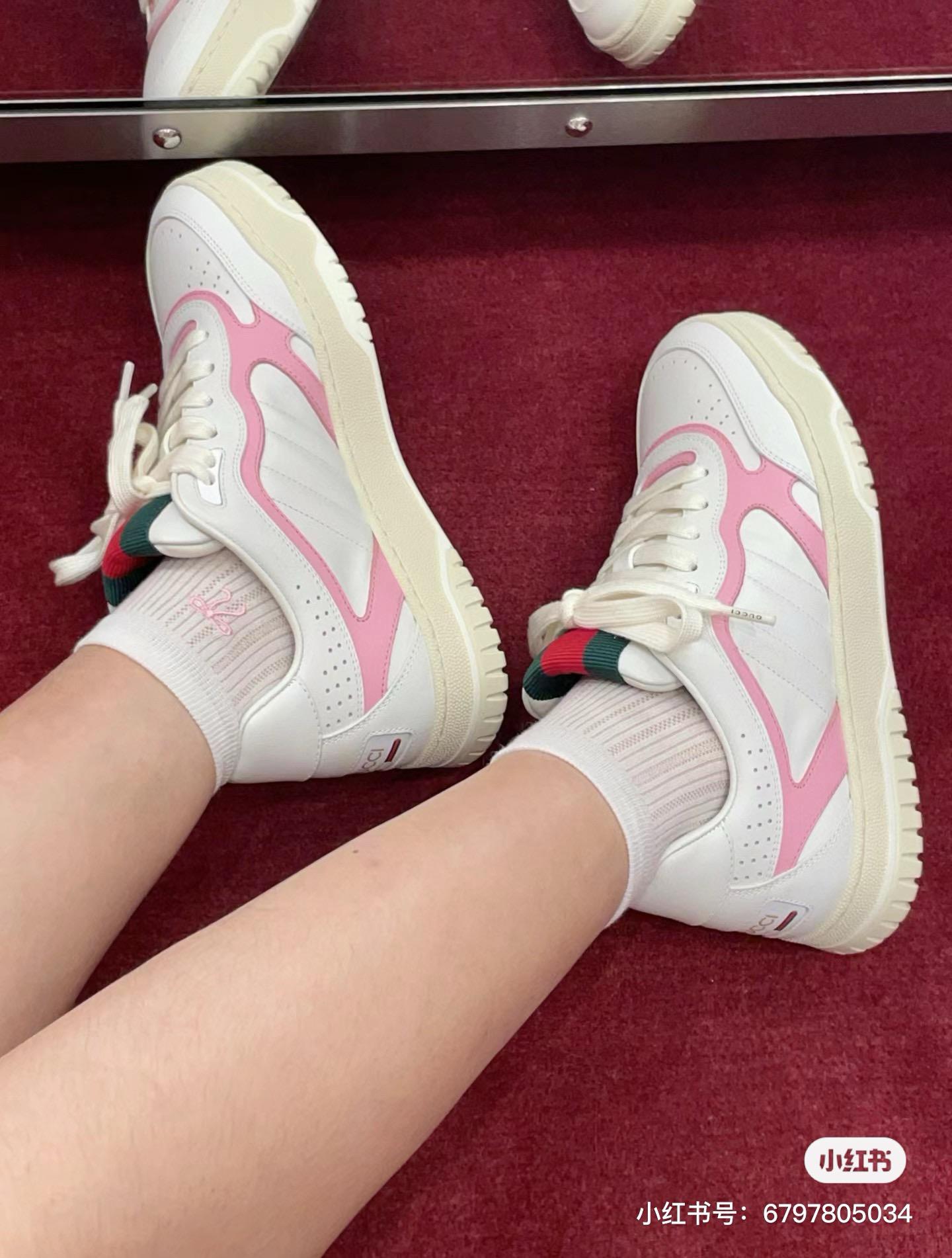 GUCCI Ancora 粉色小厚底運動鞋/女鞋 小白鞋 35-40