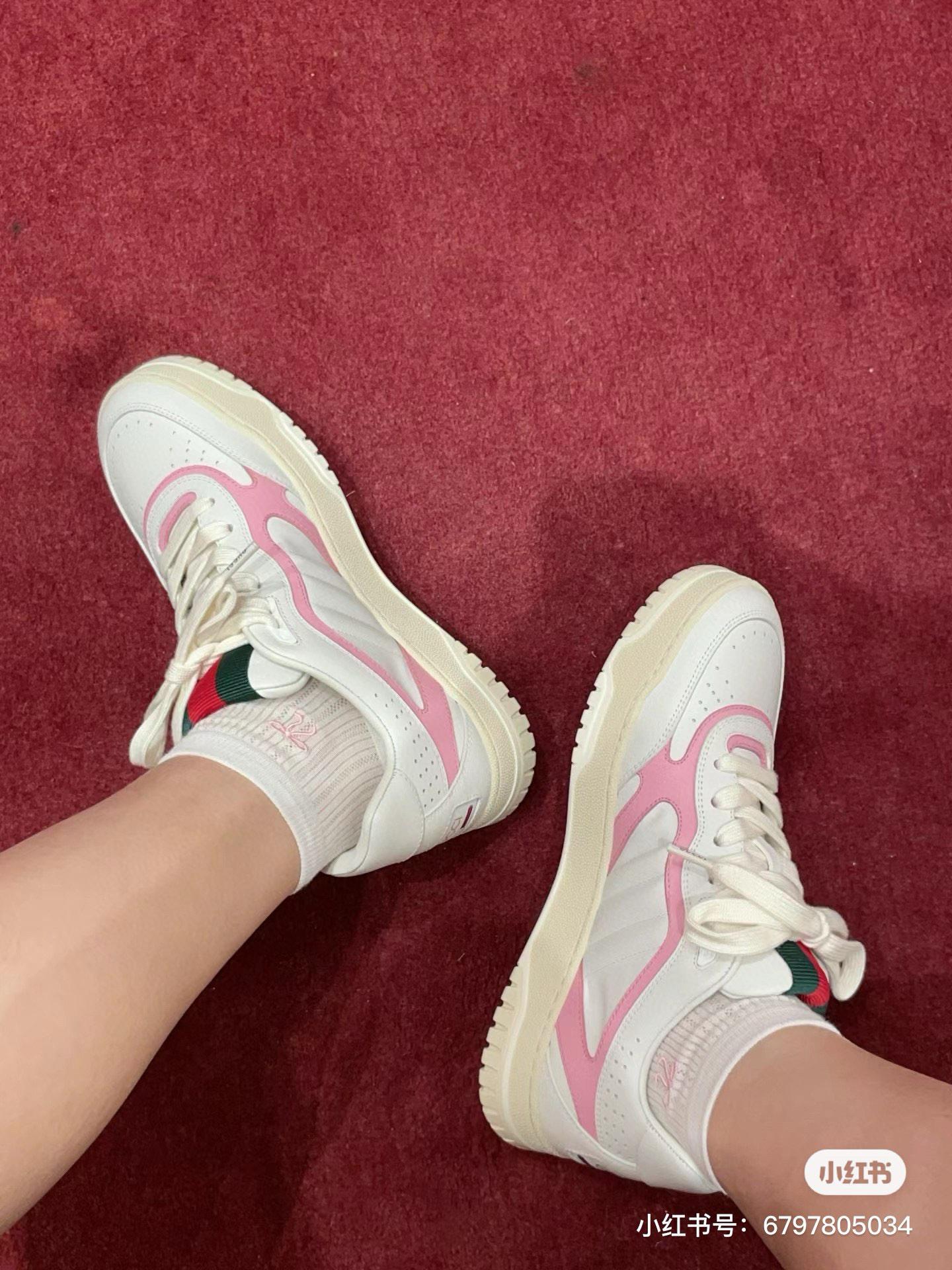 GUCCI Ancora 粉色小厚底運動鞋/女鞋 小白鞋 35-40