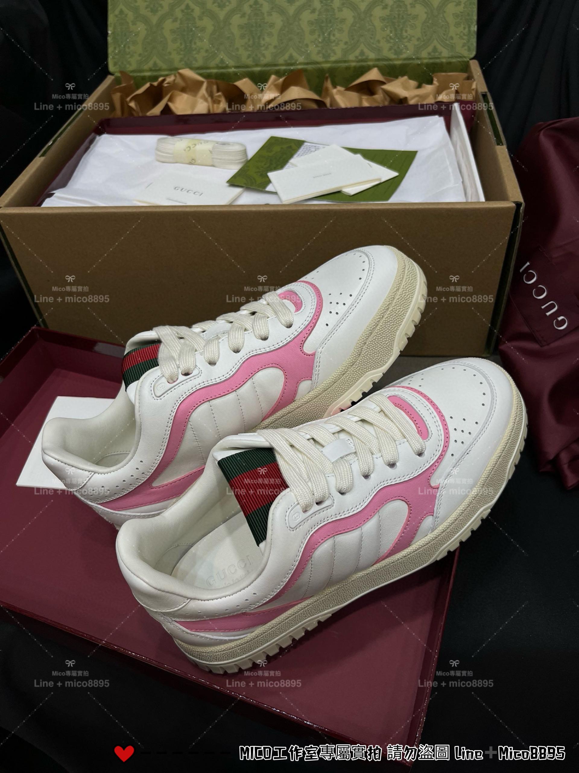 GUCCI Ancora 粉色小厚底運動鞋/女鞋 小白鞋 35-40