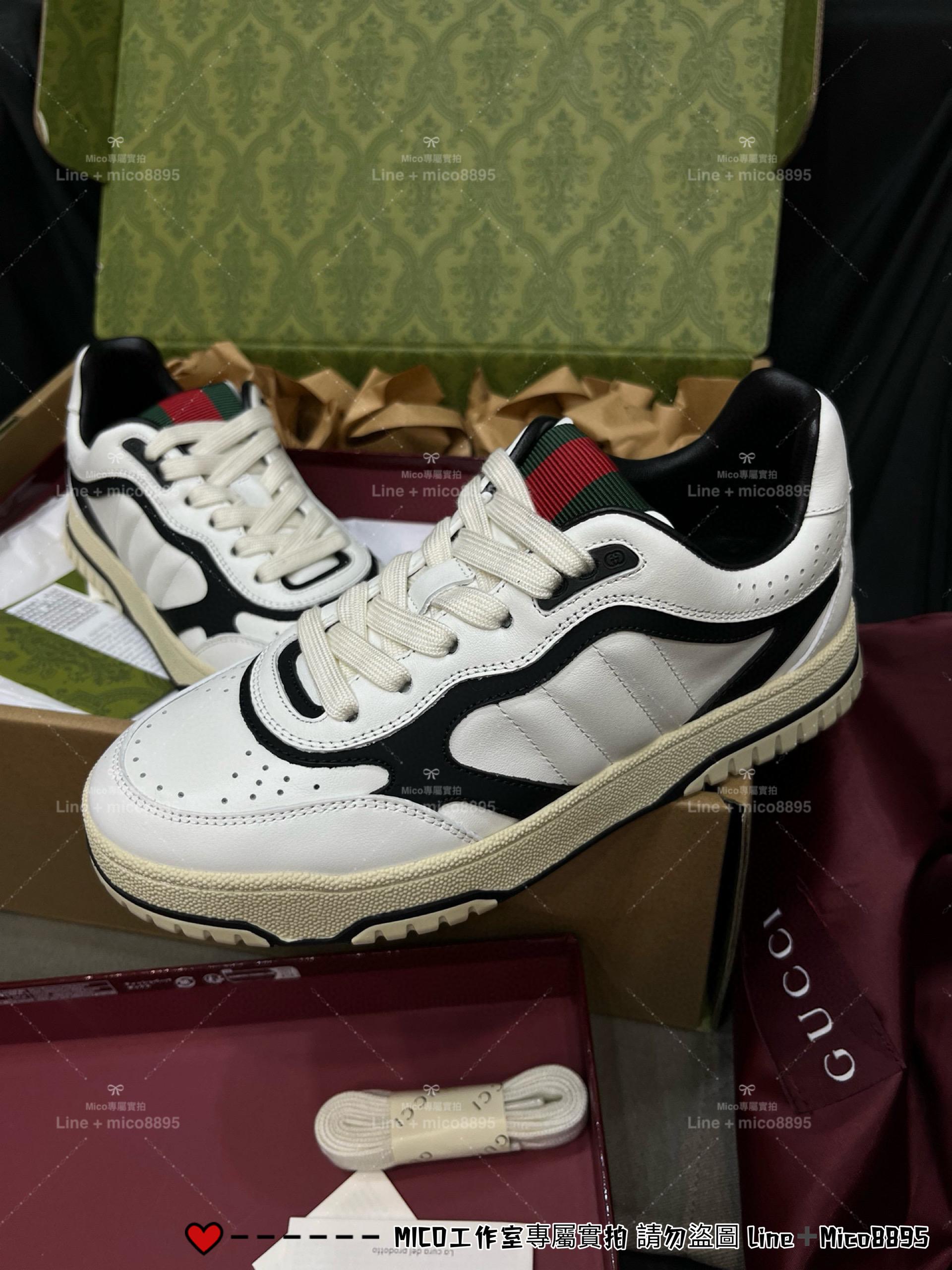 GUCCI 情侶款 線條黑 Ancora系列休閒鞋/運動鞋/小白鞋 35-45