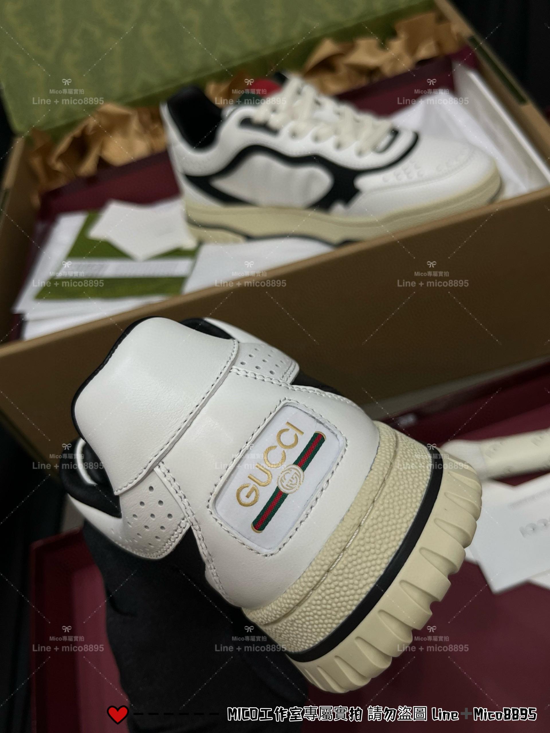 GUCCI 情侶款 線條黑 Ancora系列休閒鞋/運動鞋/小白鞋 35-45