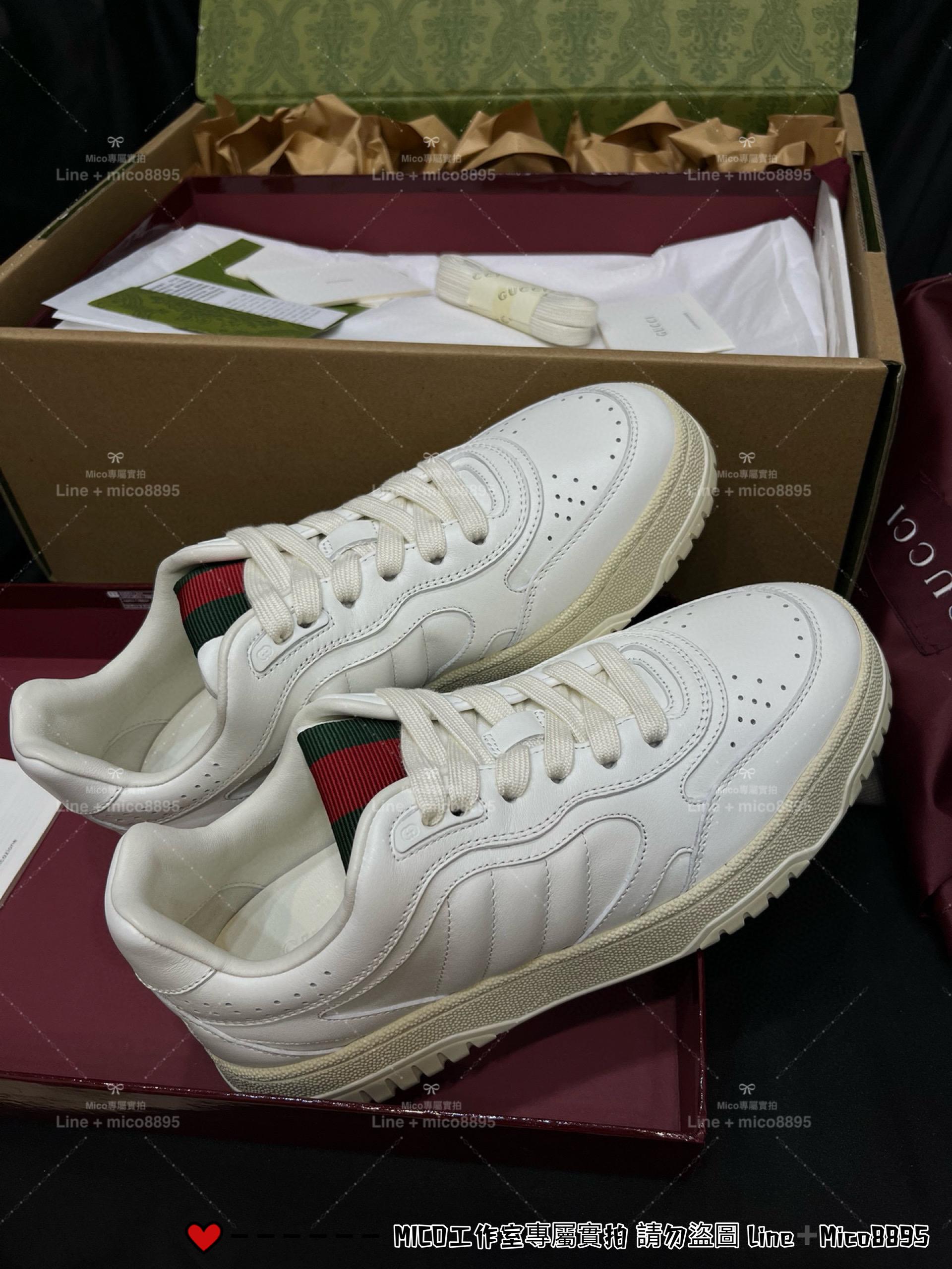 GUCCI 情侶款 全皮 Ancora系列休閒鞋/運動鞋/小白鞋 35-45