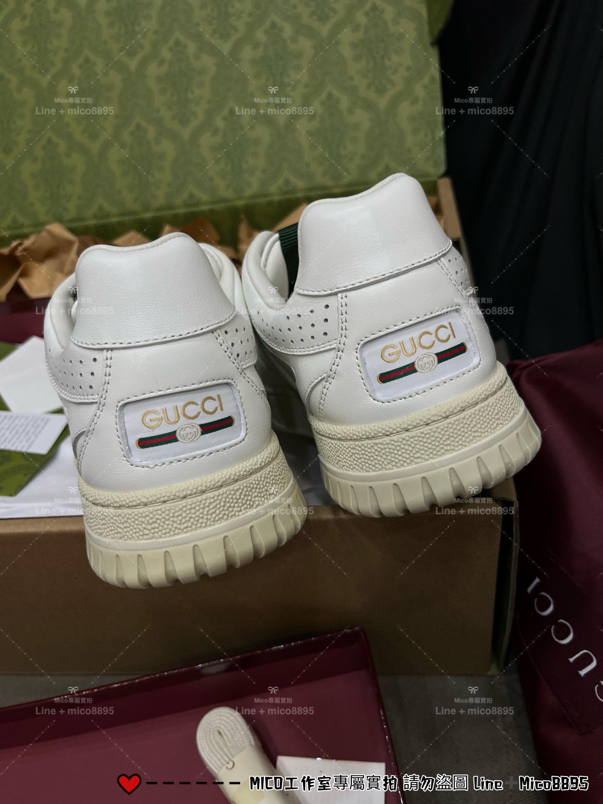 GUCCI 情侶款 全皮 Ancora系列休閒鞋/運動鞋/小白鞋 35-45