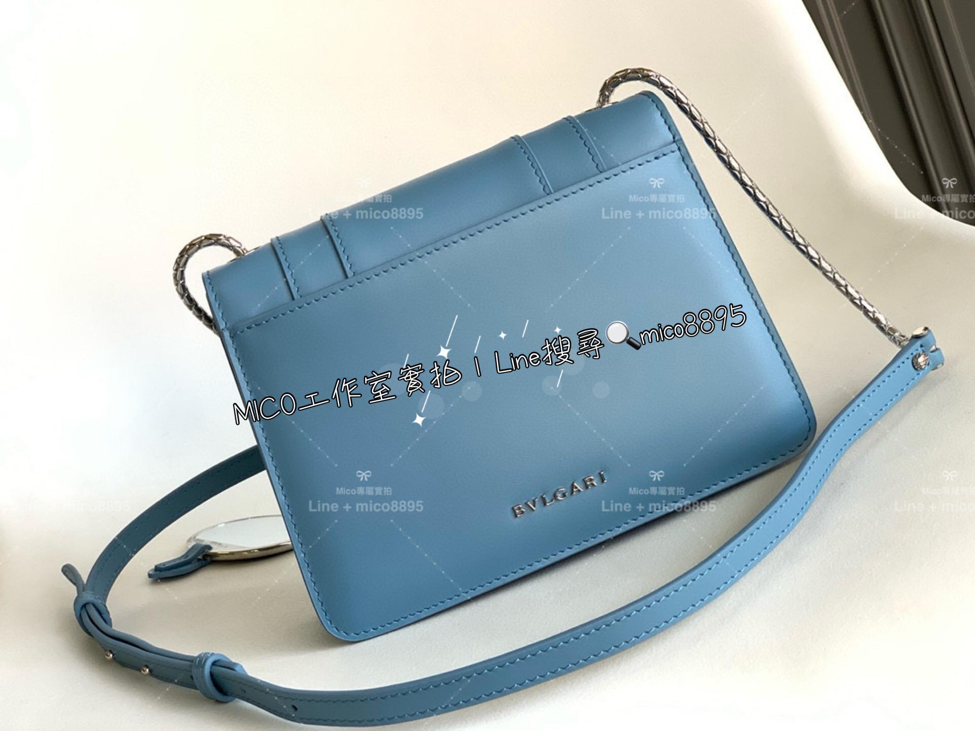 BVLGARI 寶格麗 小牛皮/寶石藍 蛇頭包 SERPENTI FOREVER 斜揹包 20cm