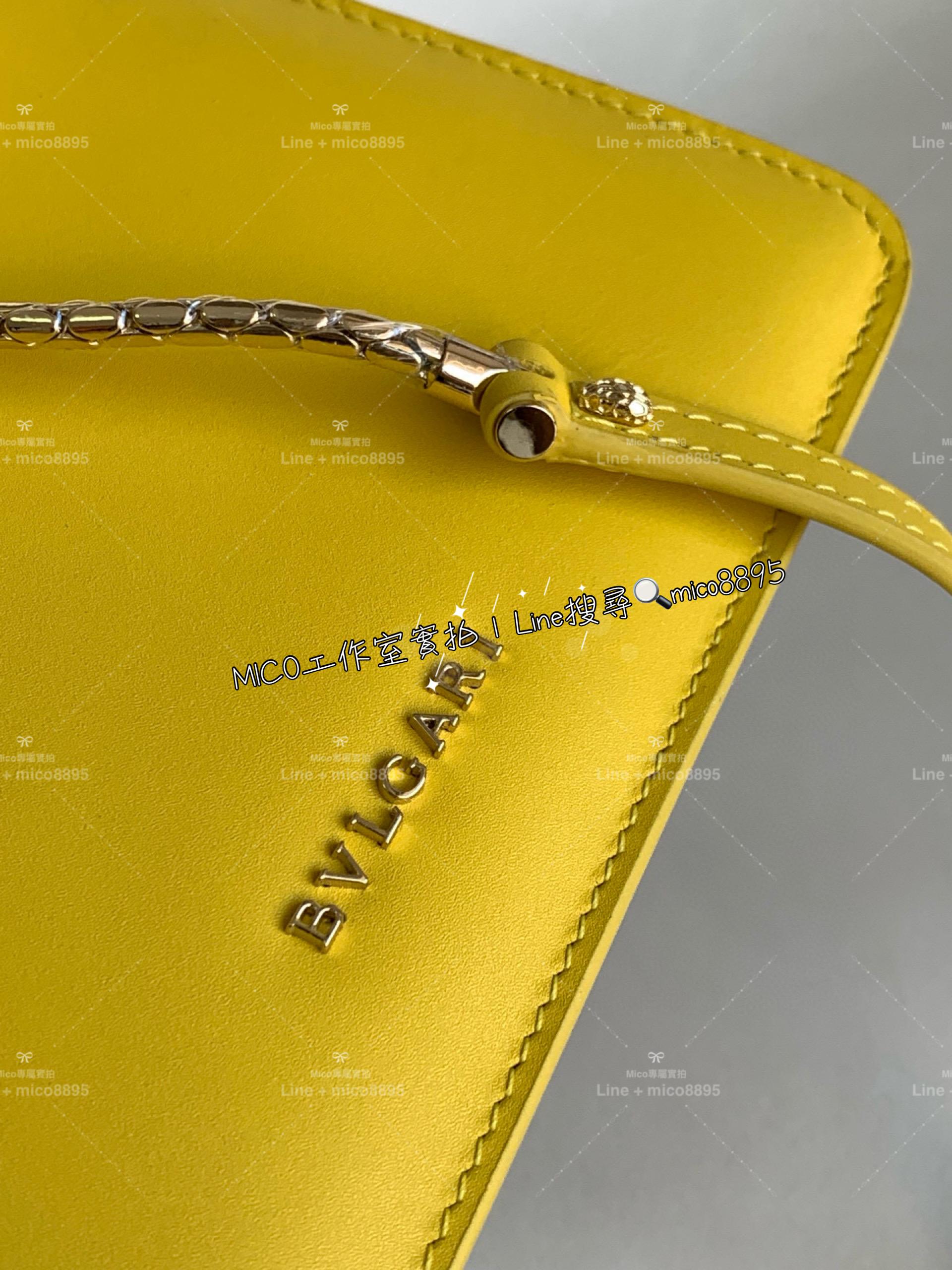 BVLGARI 寶格麗 小牛皮/檸檬黃 蛇頭包 SERPENTI FOREVER 斜揹包 20cm