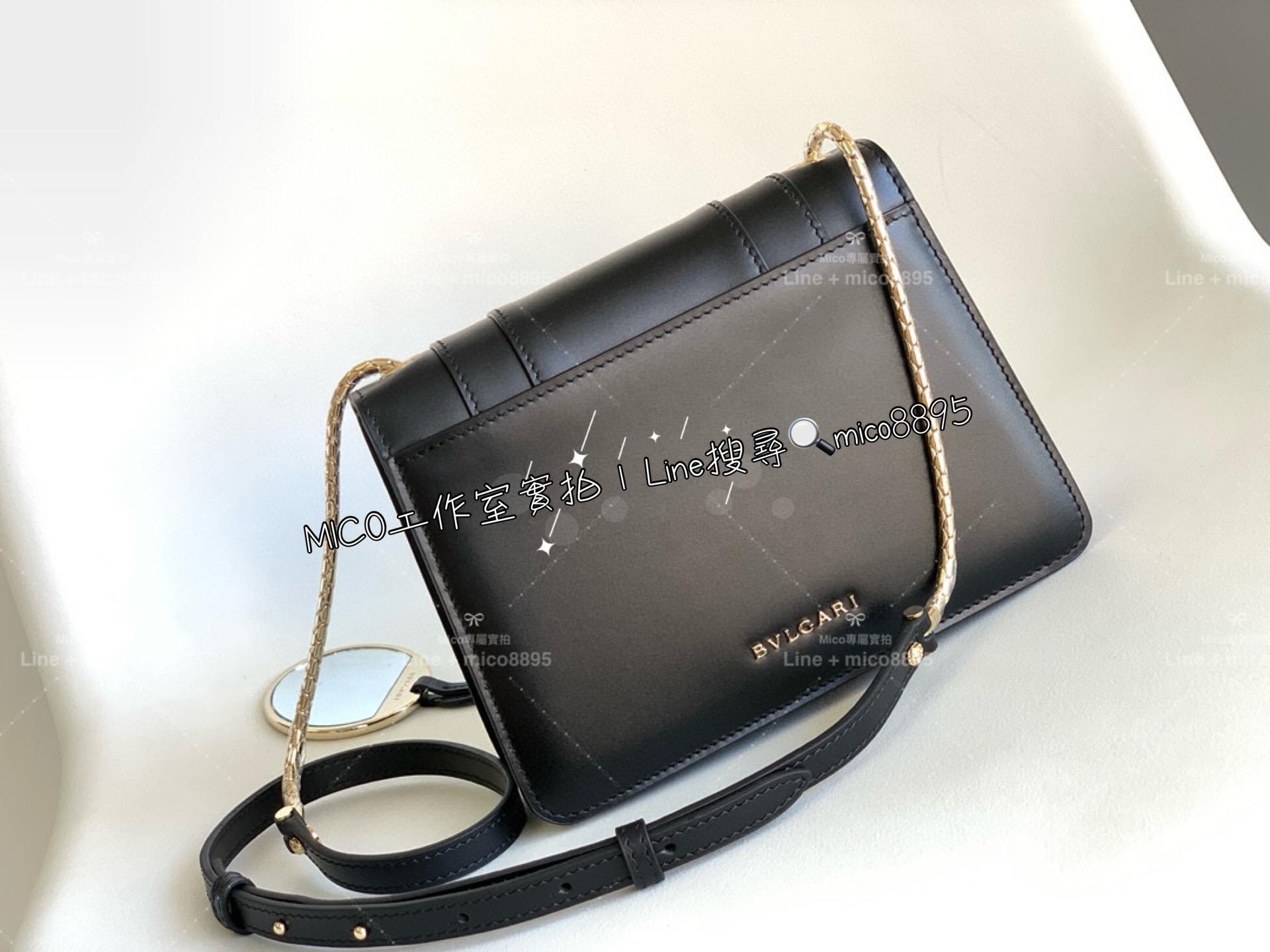 BVLGARI 寶格麗 小牛皮/黑色 蛇頭包 SERPENTI FOREVER 斜揹包 20cm