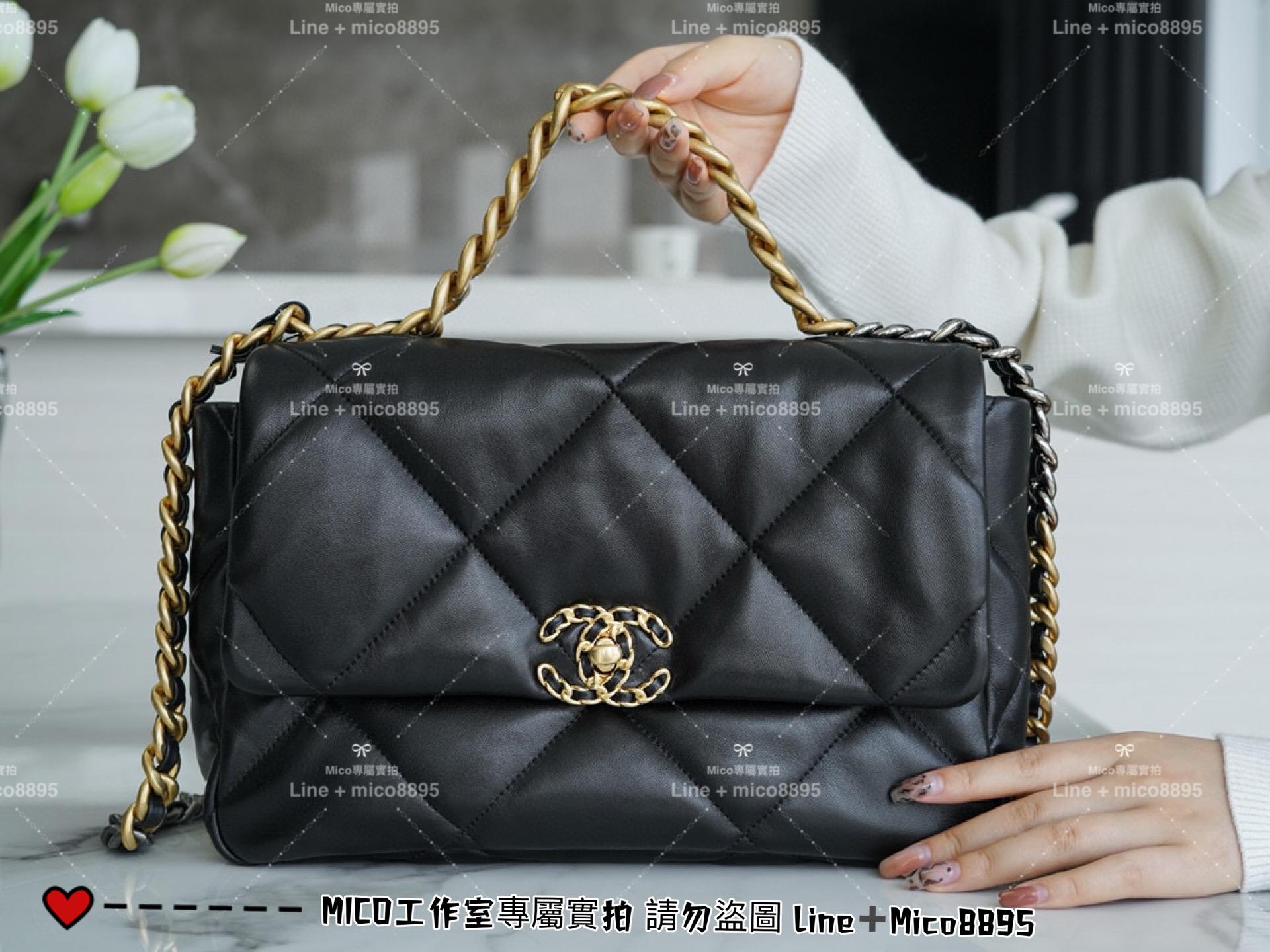 CHANEL｜山羊皮/中號 黑色 30cm 19Bag 19包 枕頭包