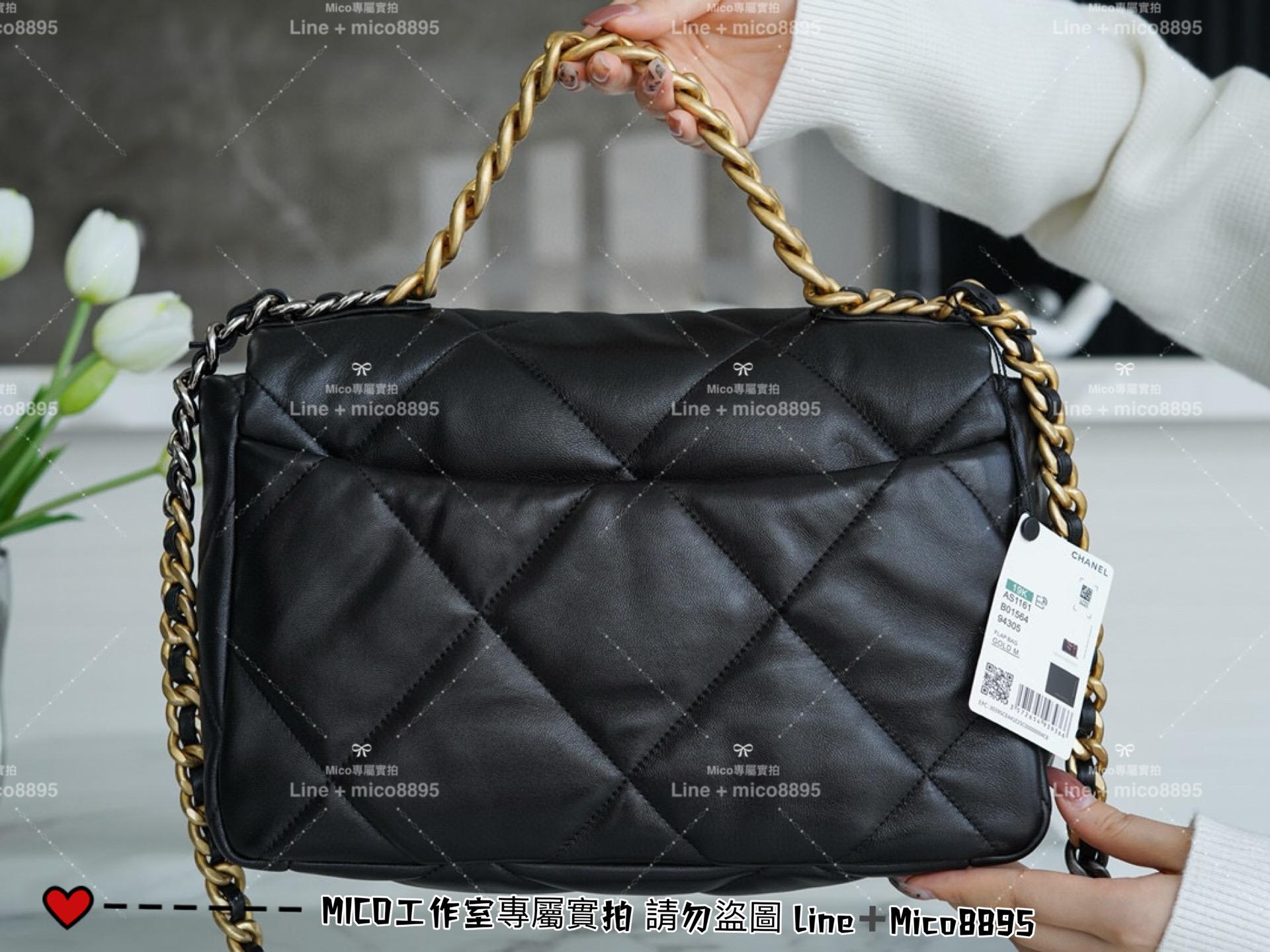 CHANEL｜山羊皮/中號 黑色 30cm 19Bag 19包 枕頭包