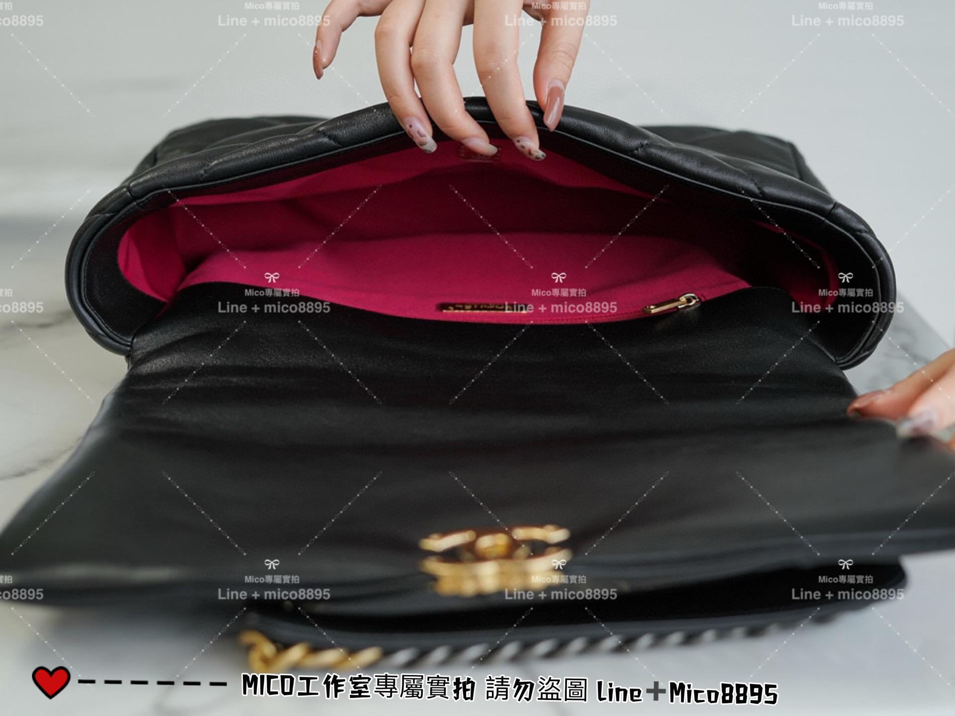 CHANEL｜經典黑色 山羊皮/大號 Max 36cm 19Bag 19包 枕頭包